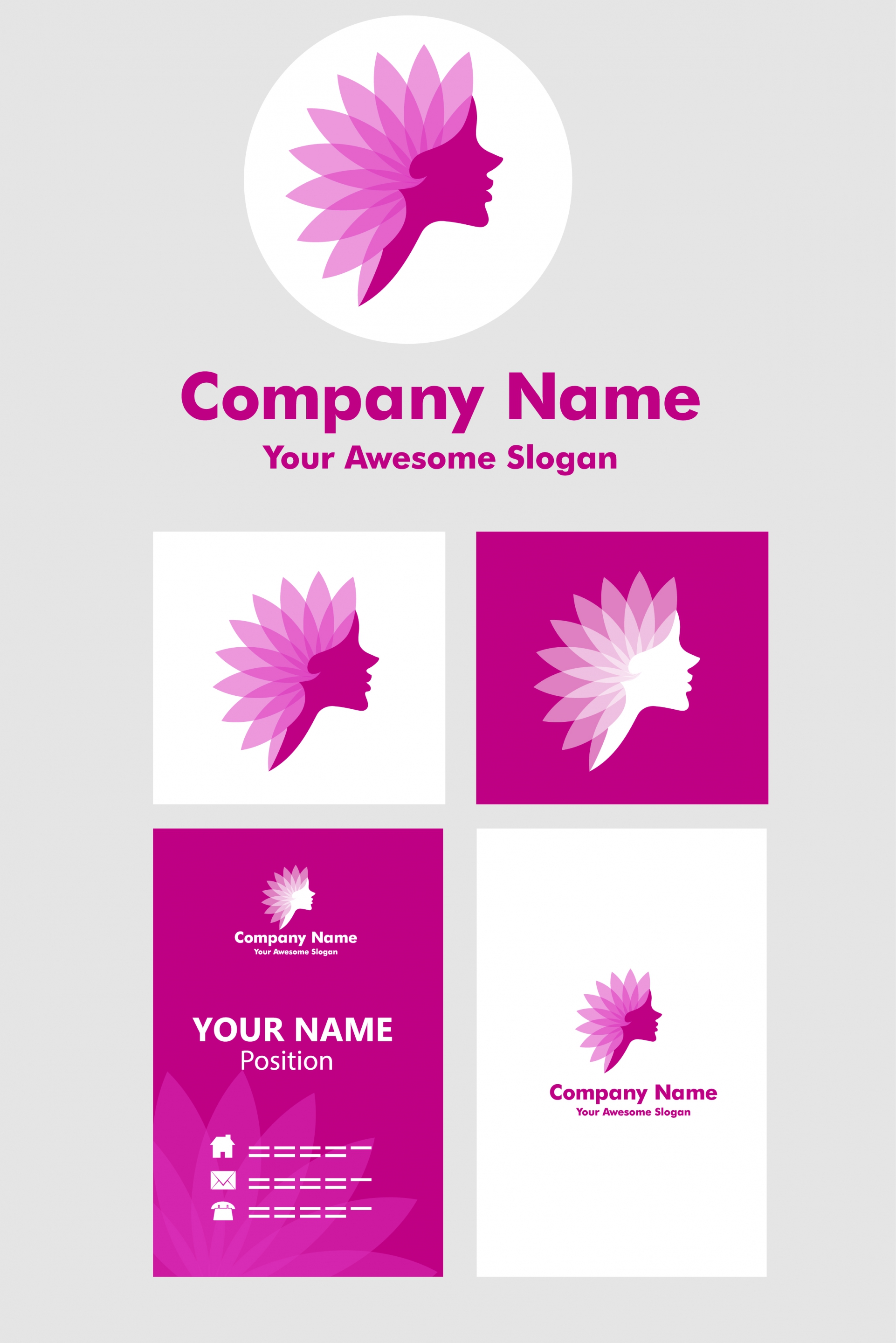 spa logotype design violet decoration flower woman silhouette