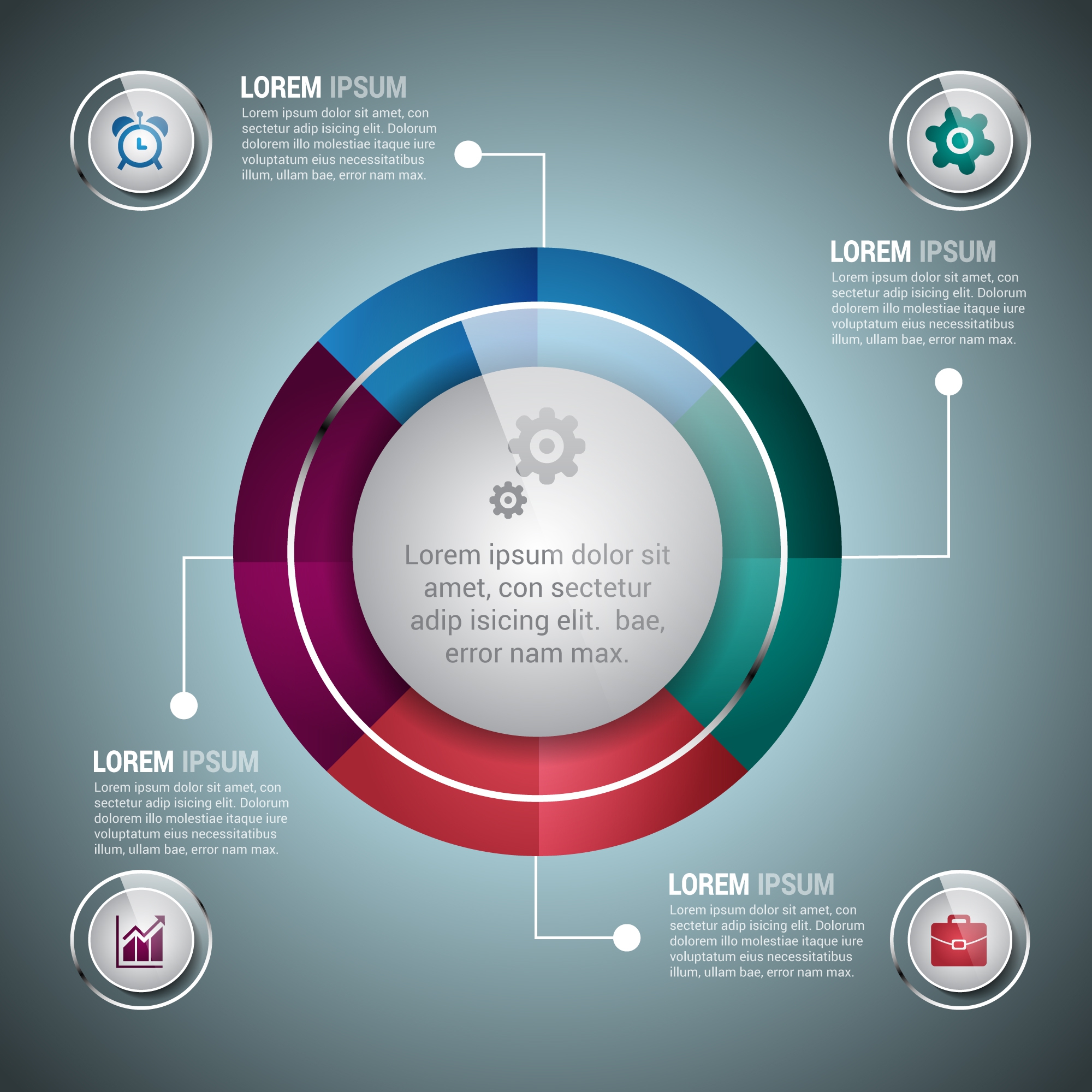 infographic design template shiny round style