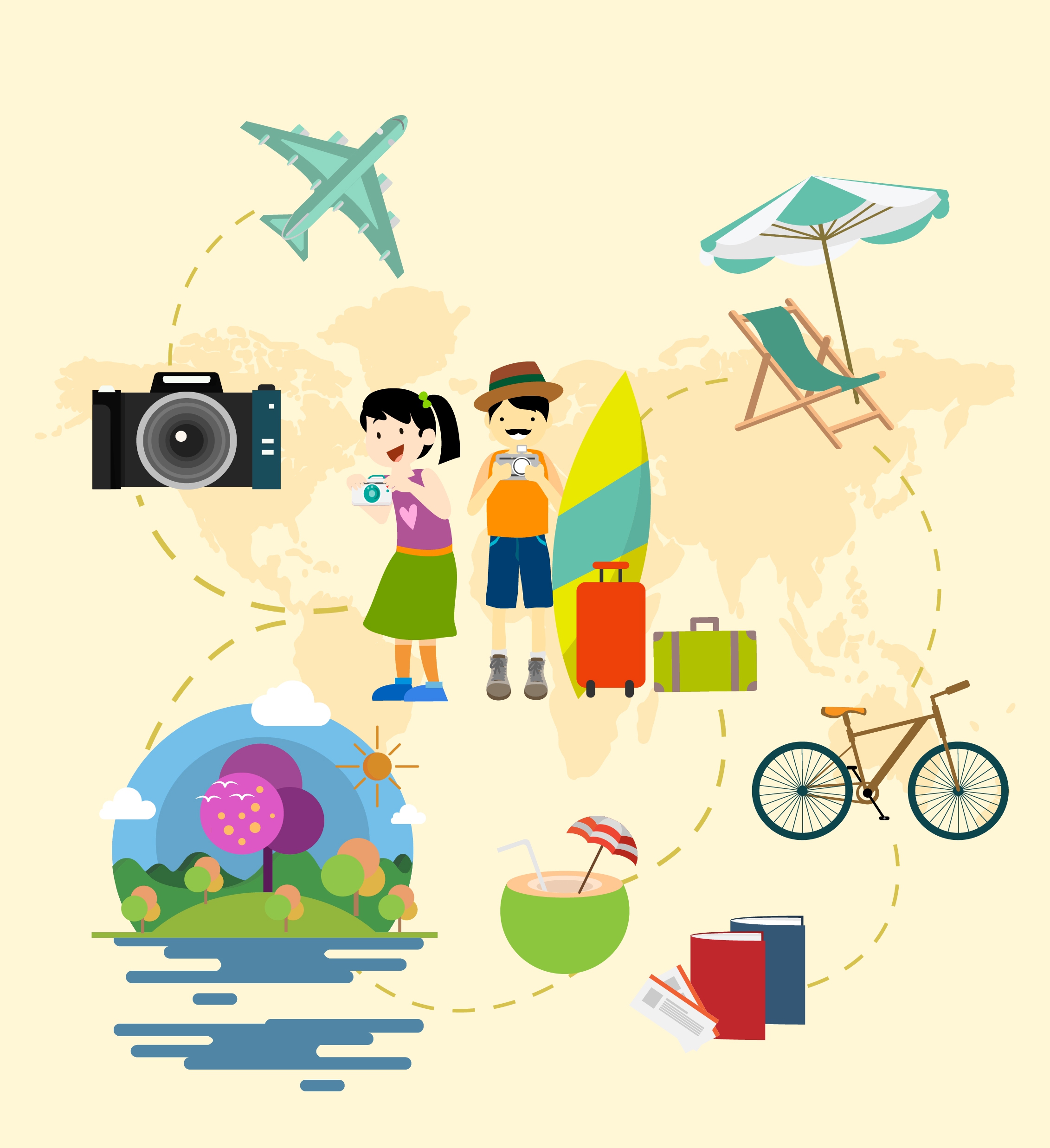 hobby design elements tourist icons decoration various symbols