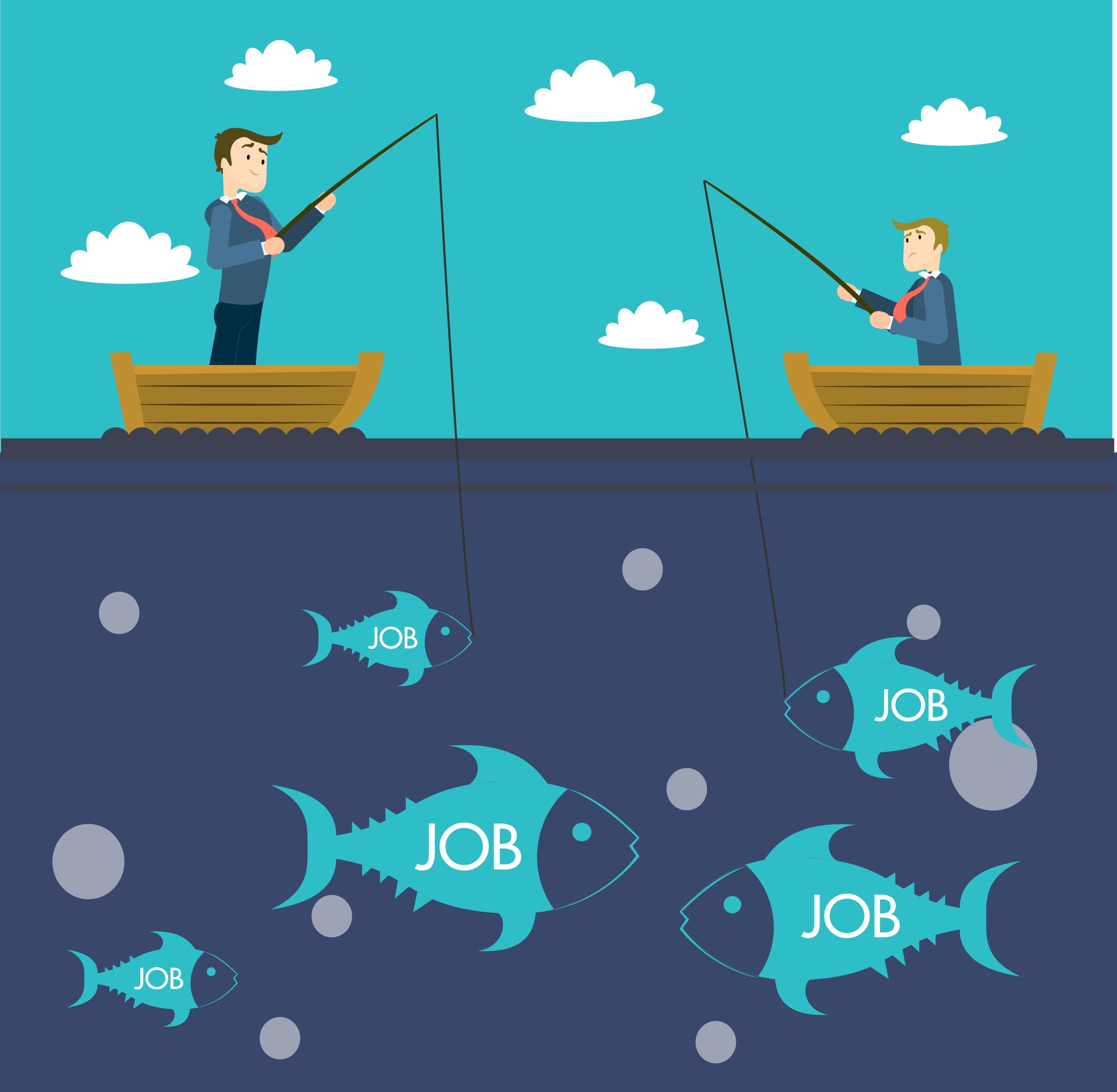 job hunting concept men fishing on ship decoration