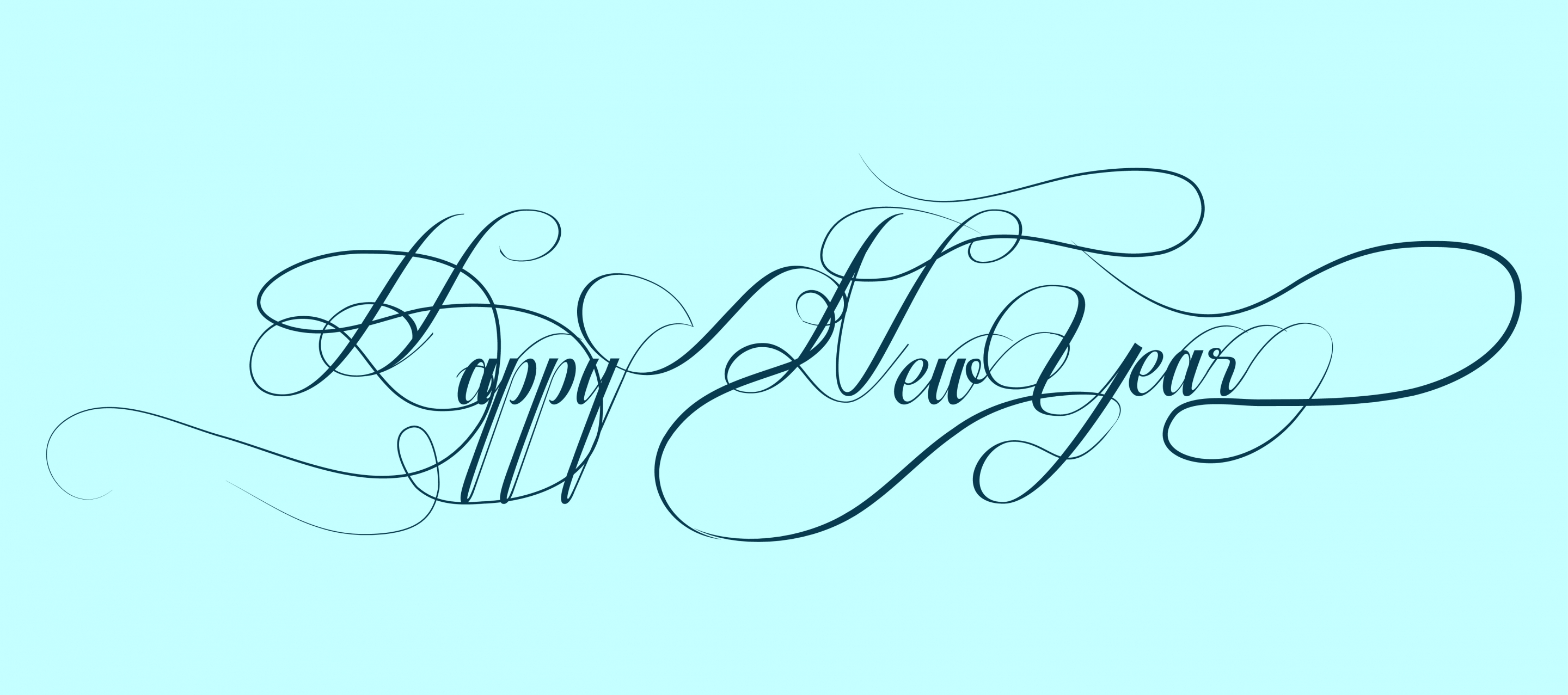 happy new year decoration text calligraphic curves style