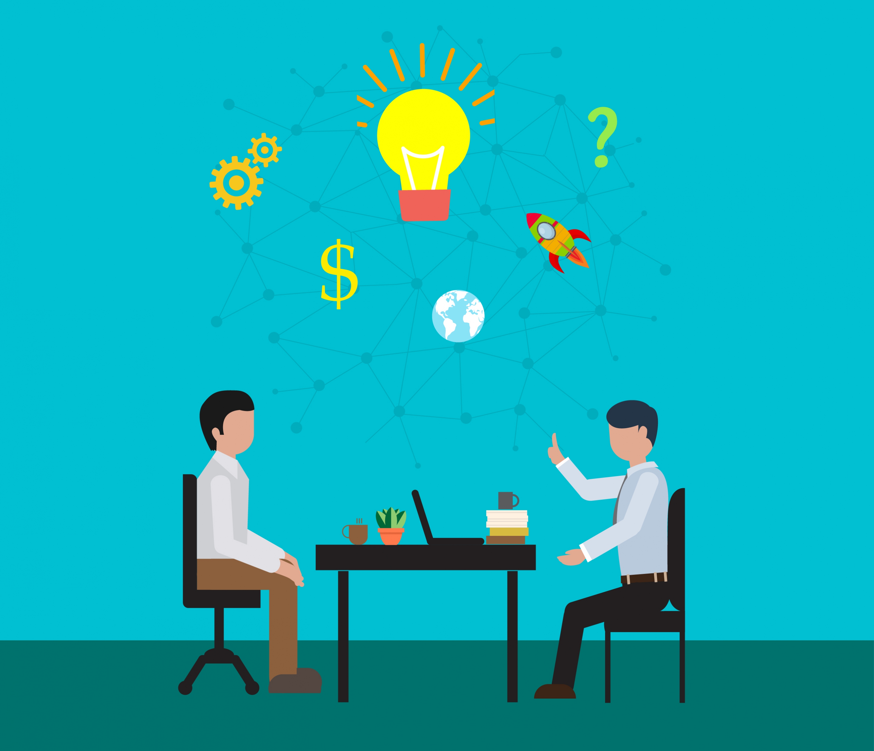 idea concept design colored lightbulbs office conversation theme