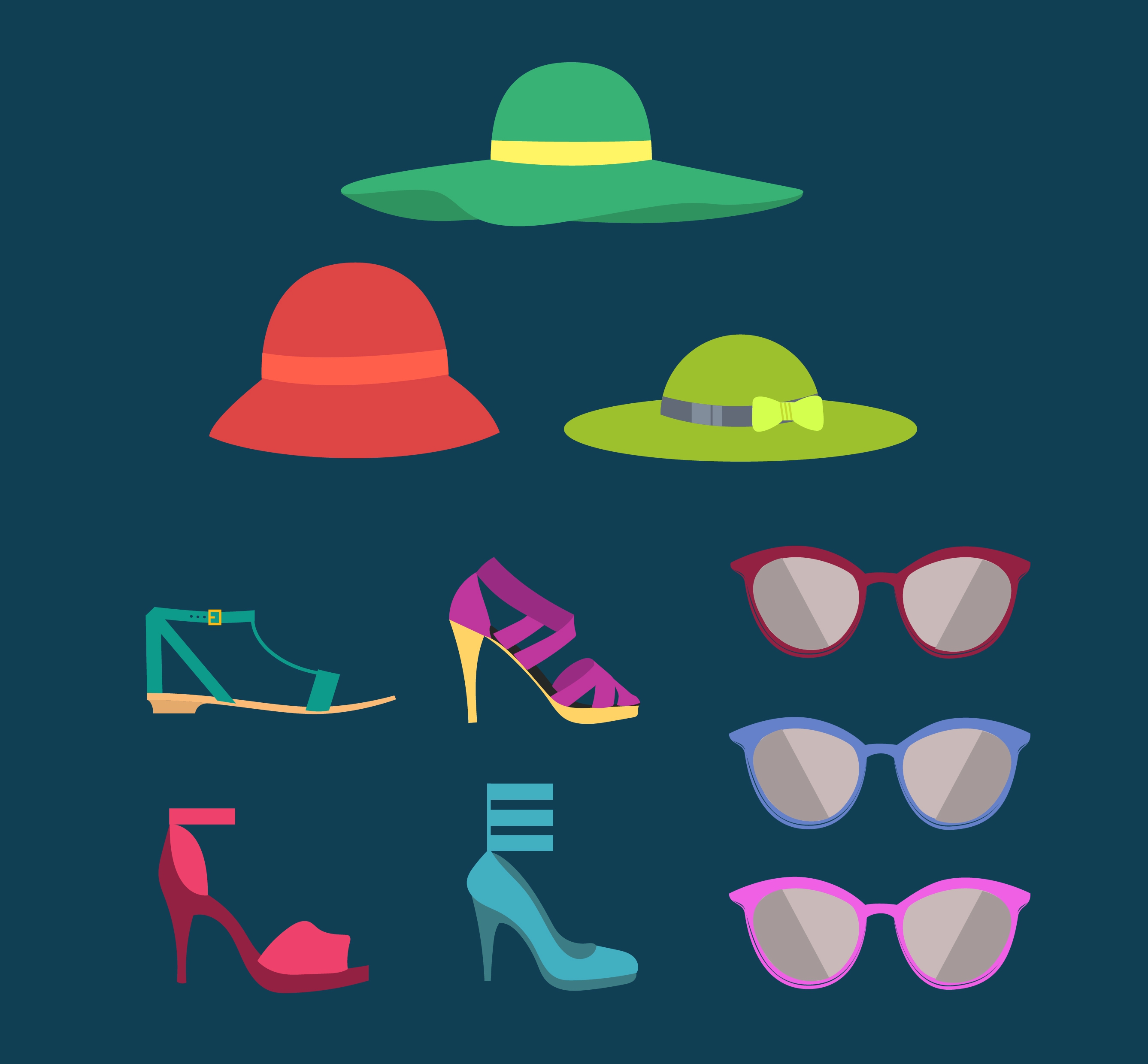 woman belongings collection various colored types decoration