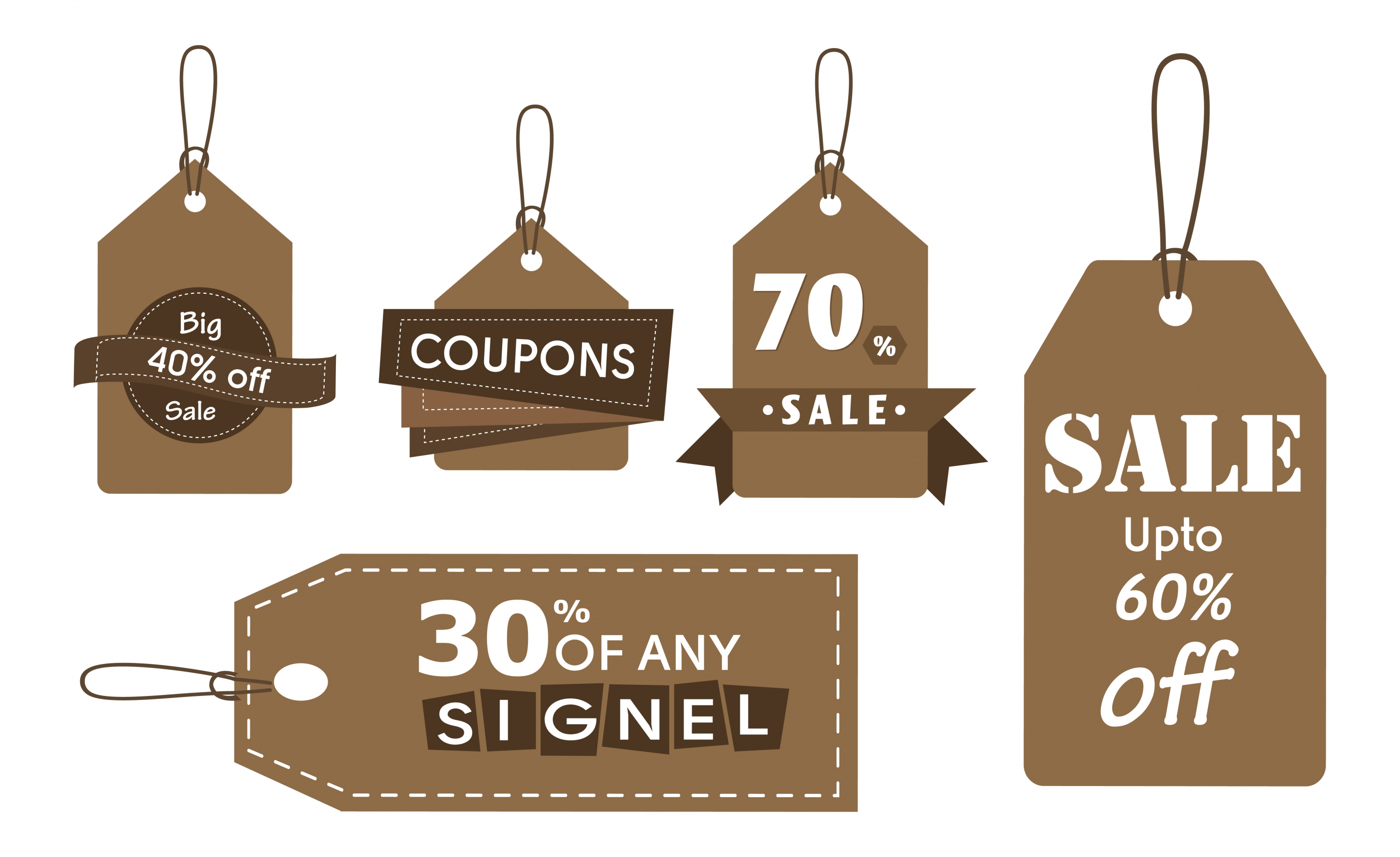 sales tags collection brown design style