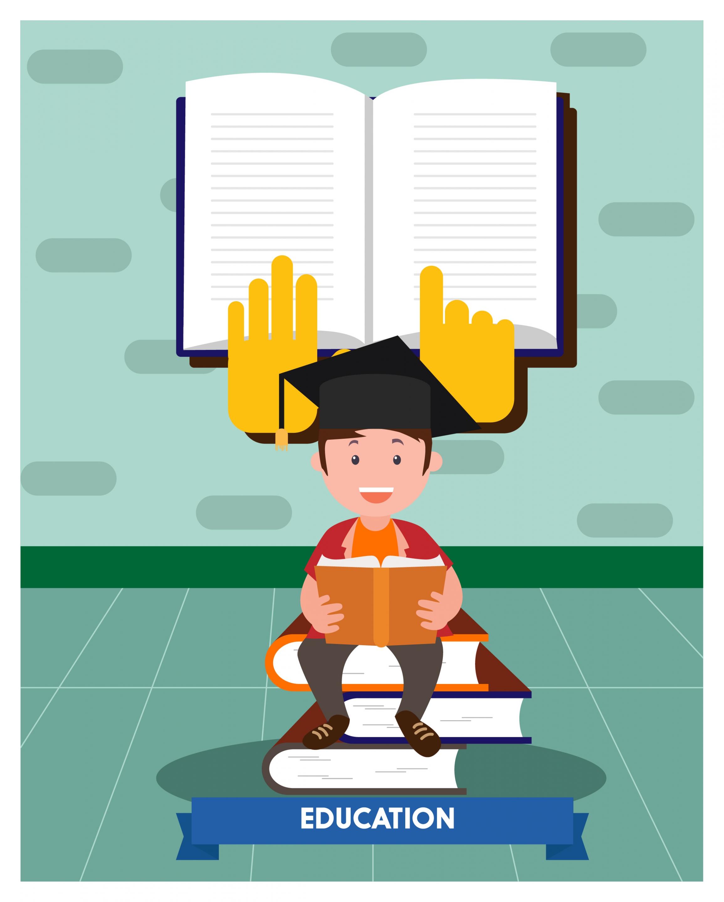 people education concept design boy and books style