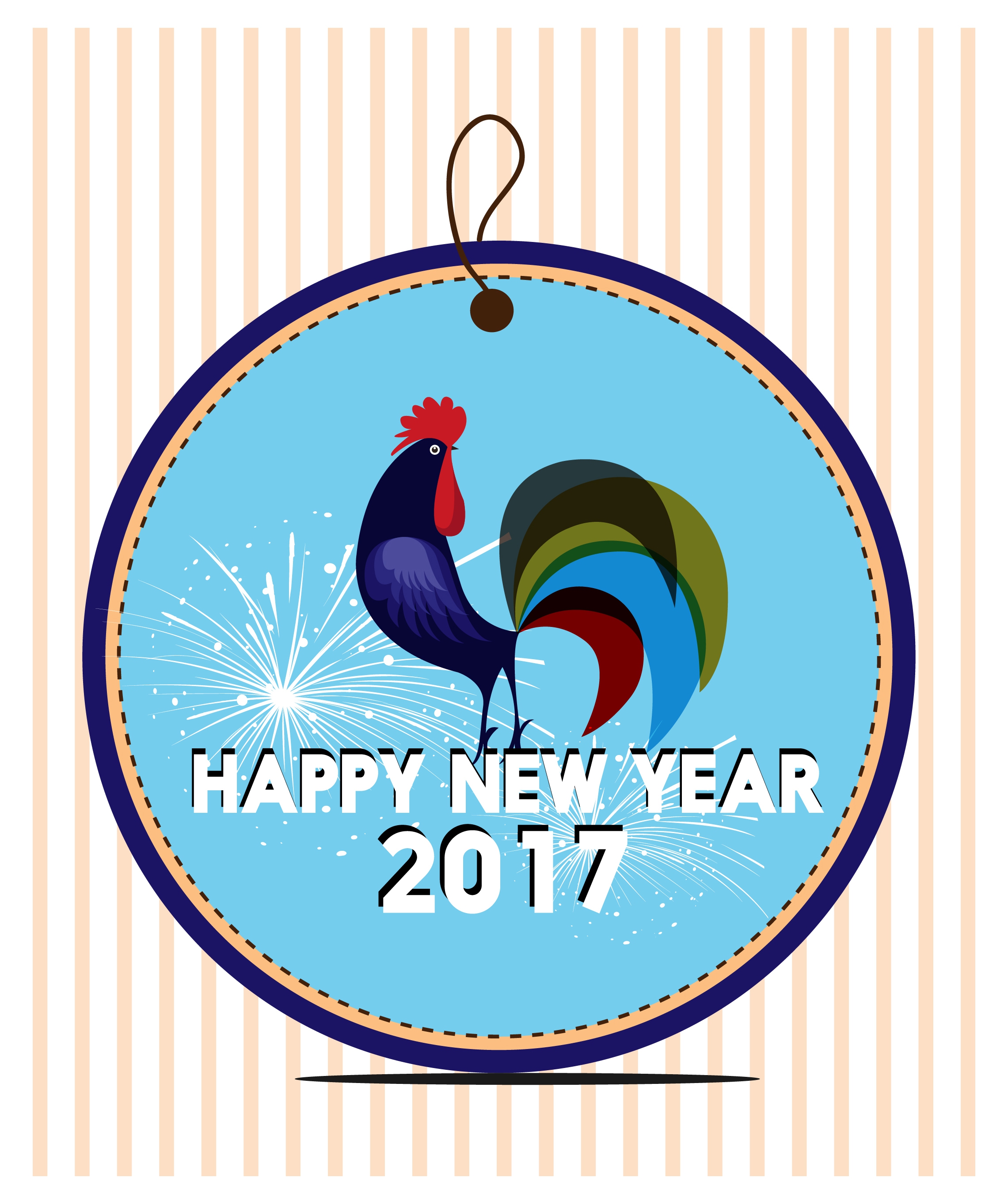 2017 new year tag chicken stylized design