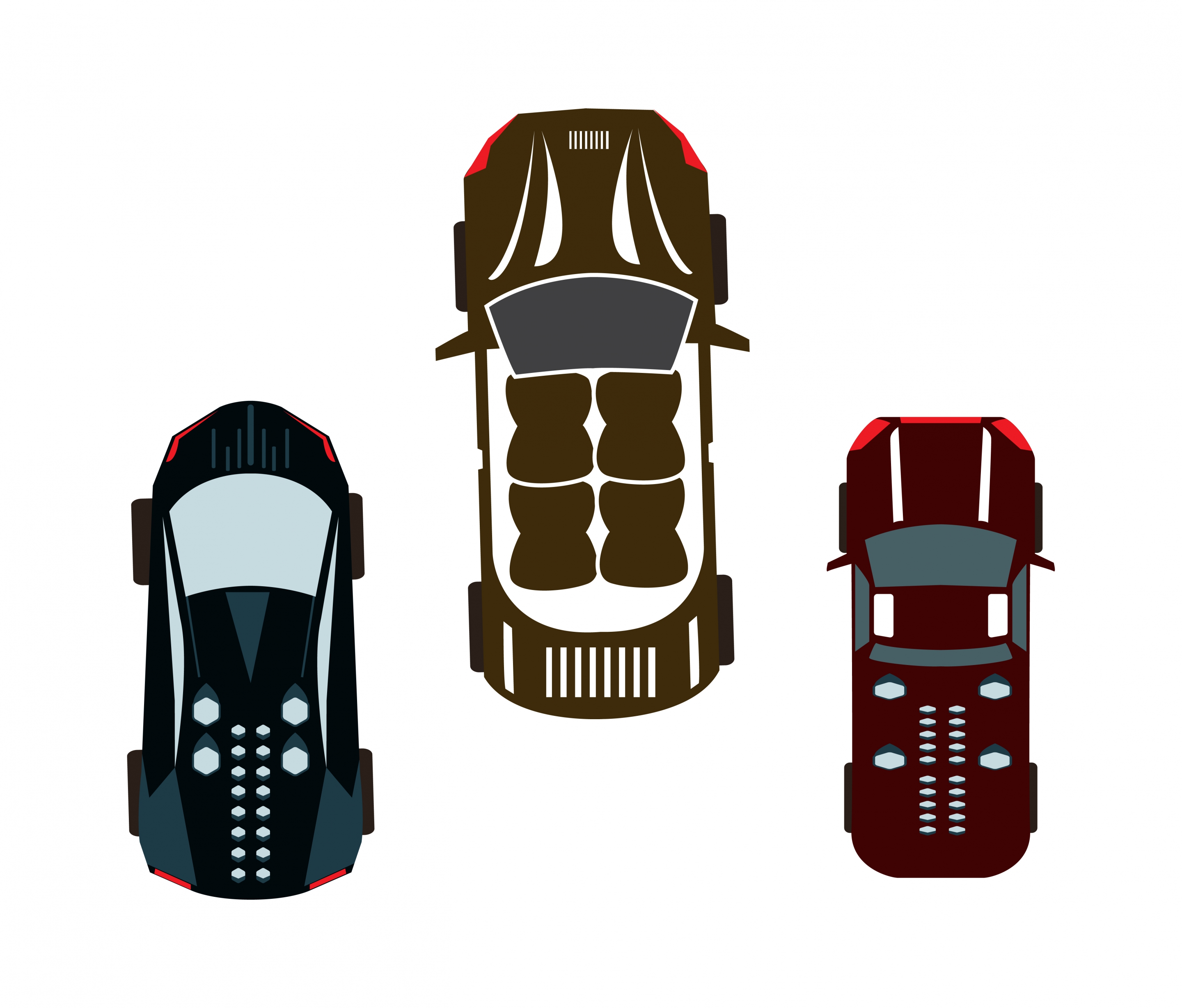 cars design sets top view and silhouettes style