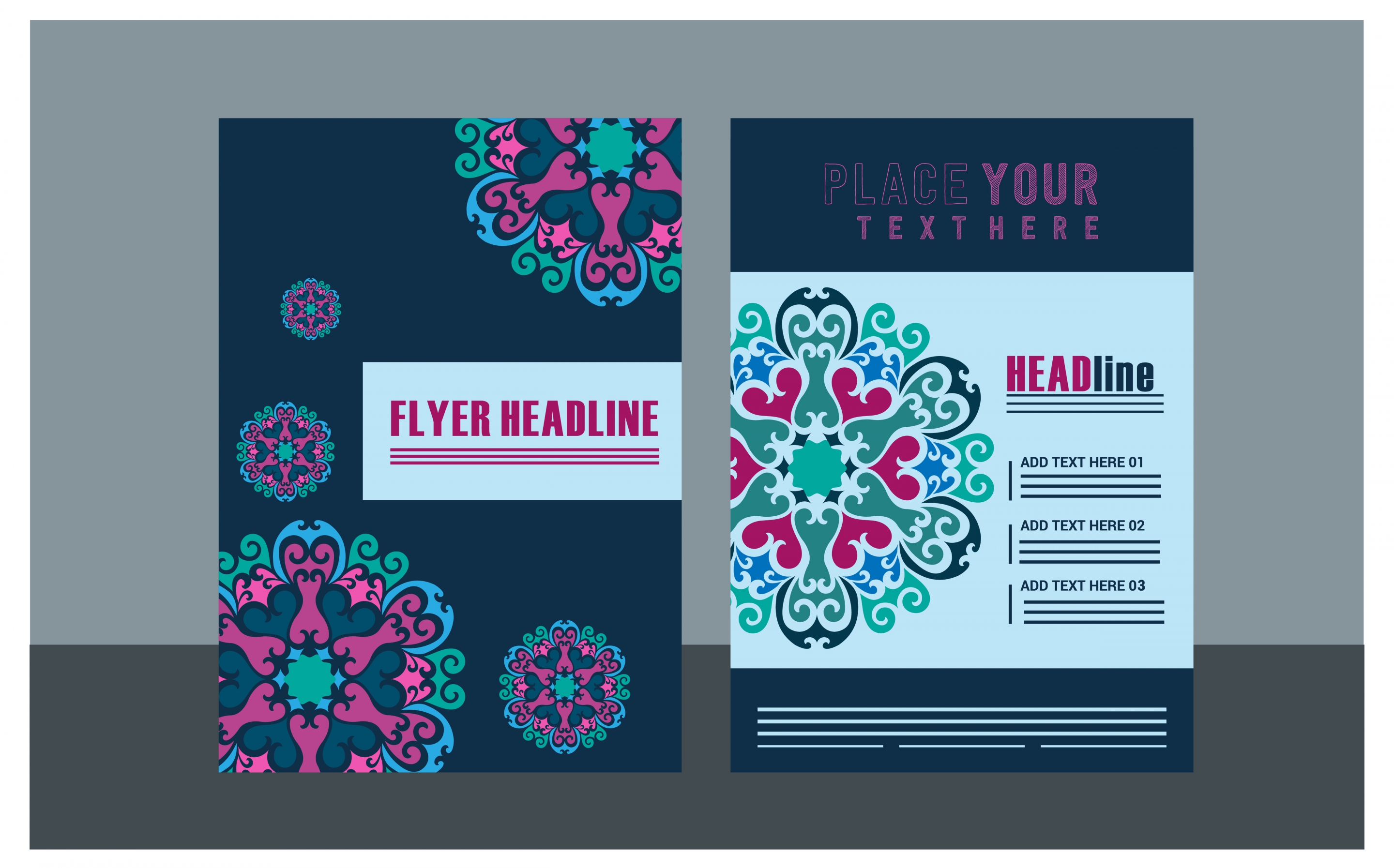 flyer design sets classical style on dark background