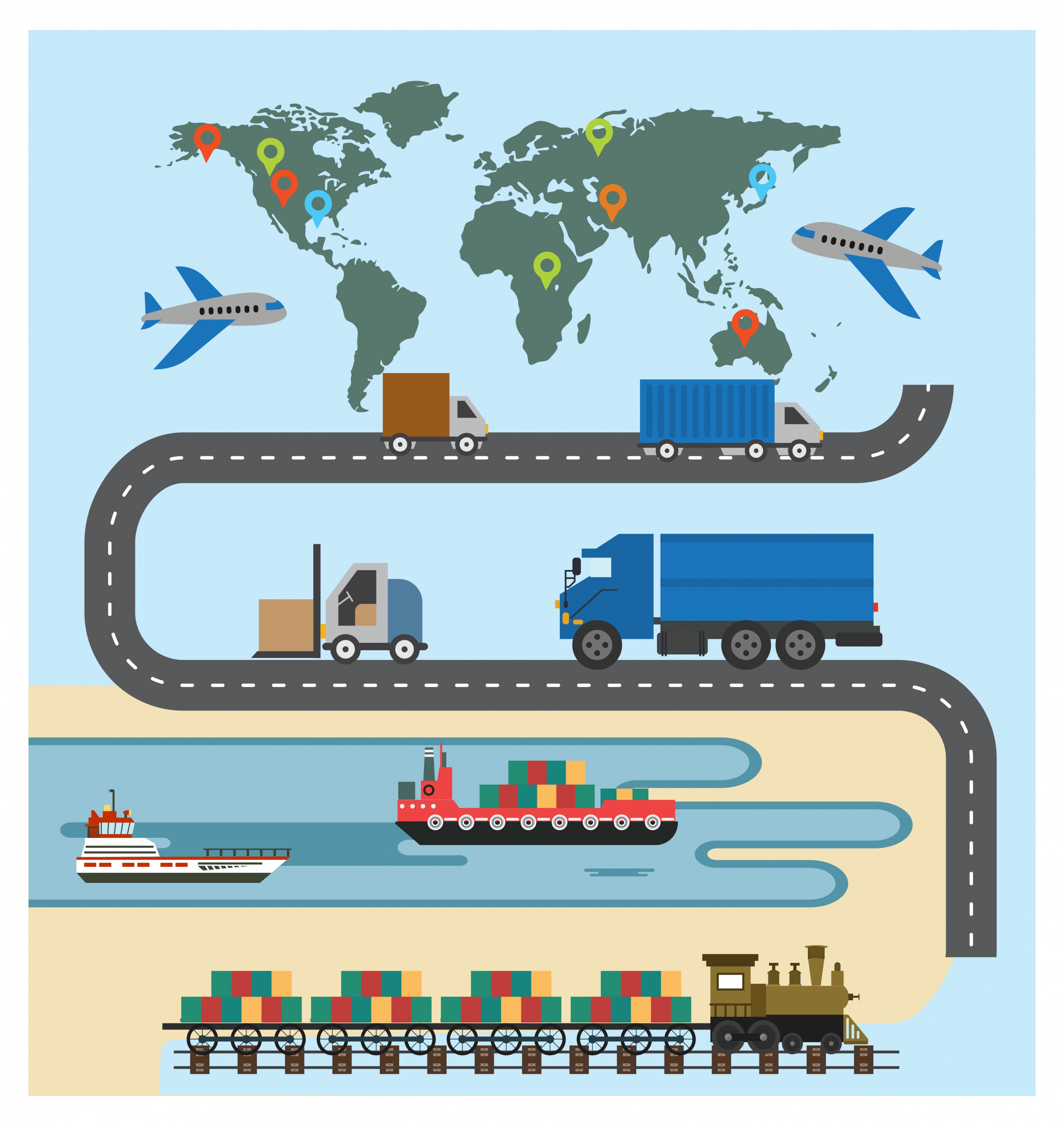 logistic concept transportation symbols and map design