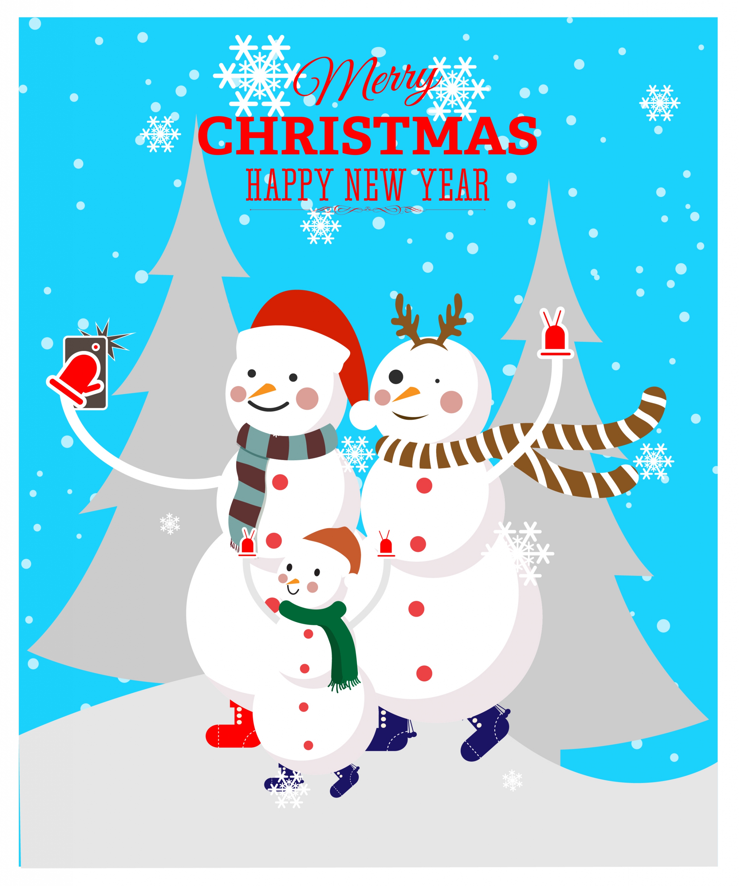 christmas banner design snowman selfie style