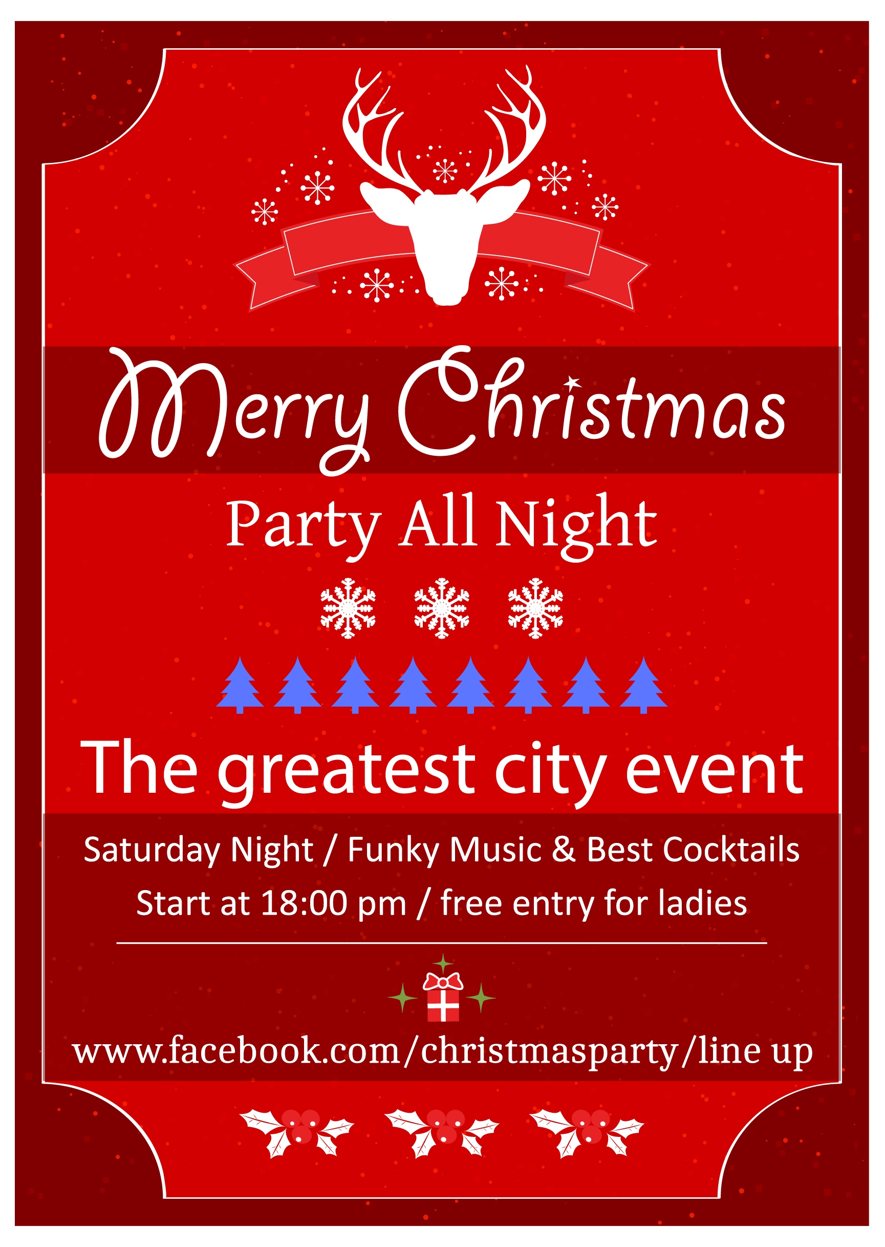 christmas party leaflet on red background