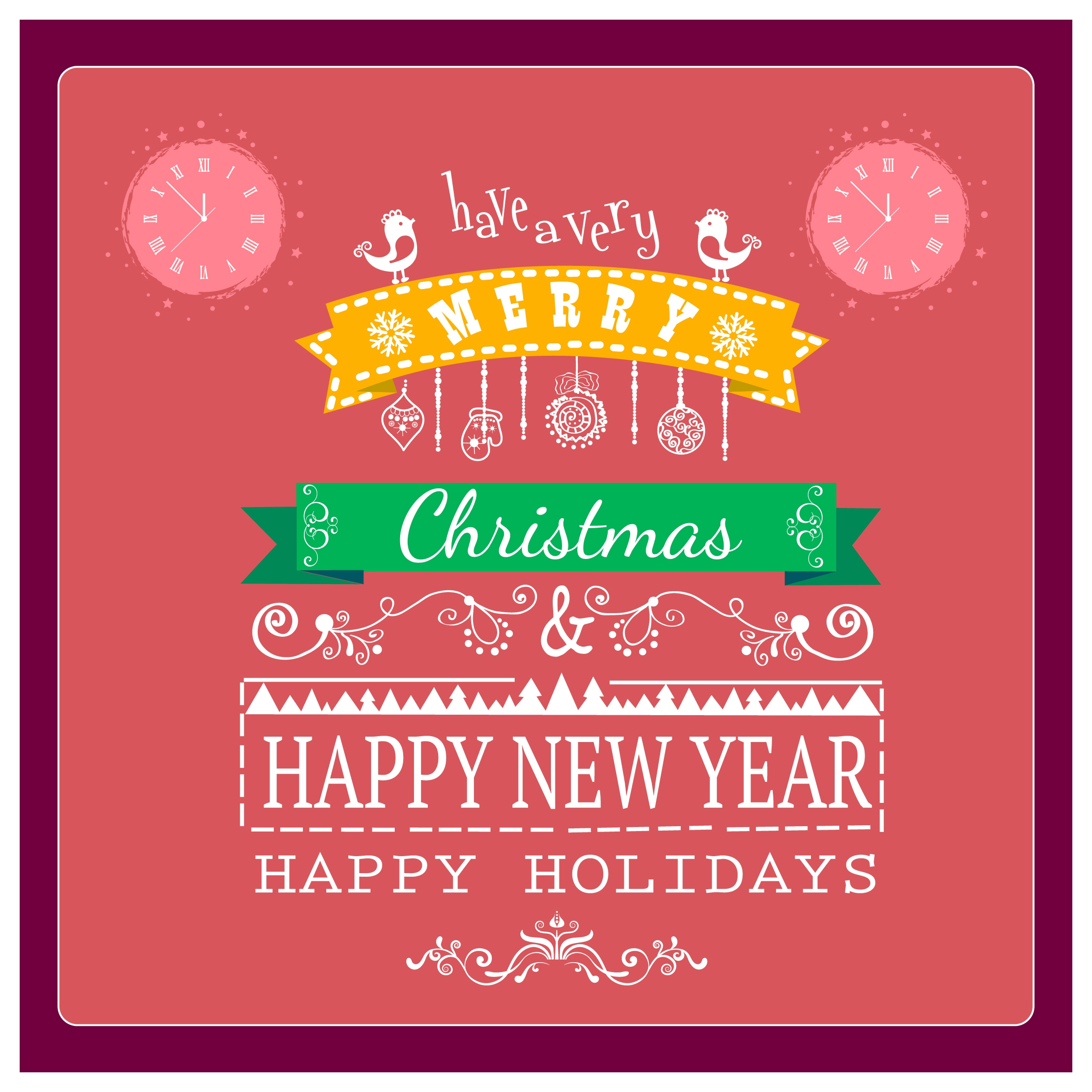 christmas and new year banner with classical design