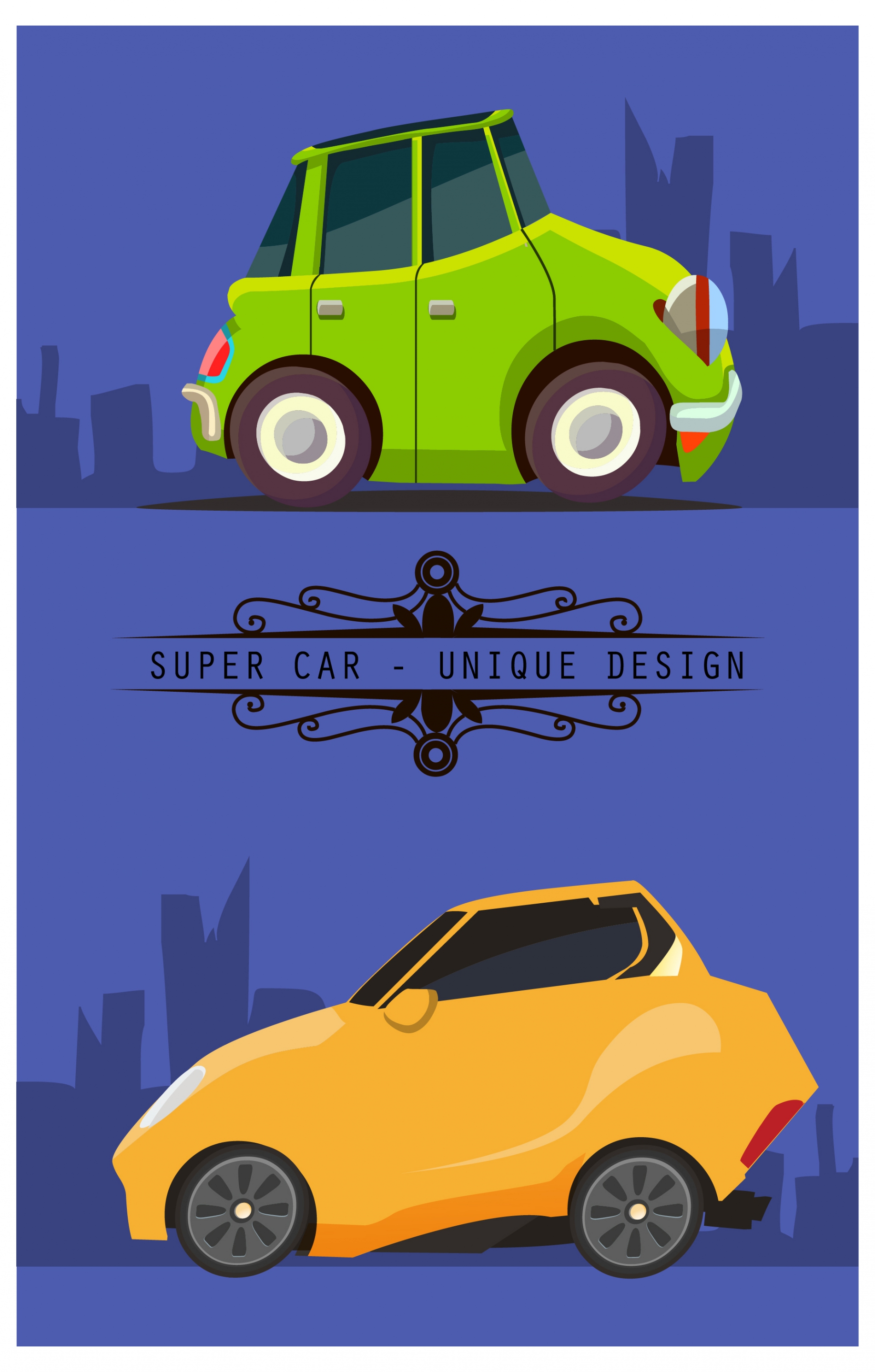 super car concept with unique design in flat