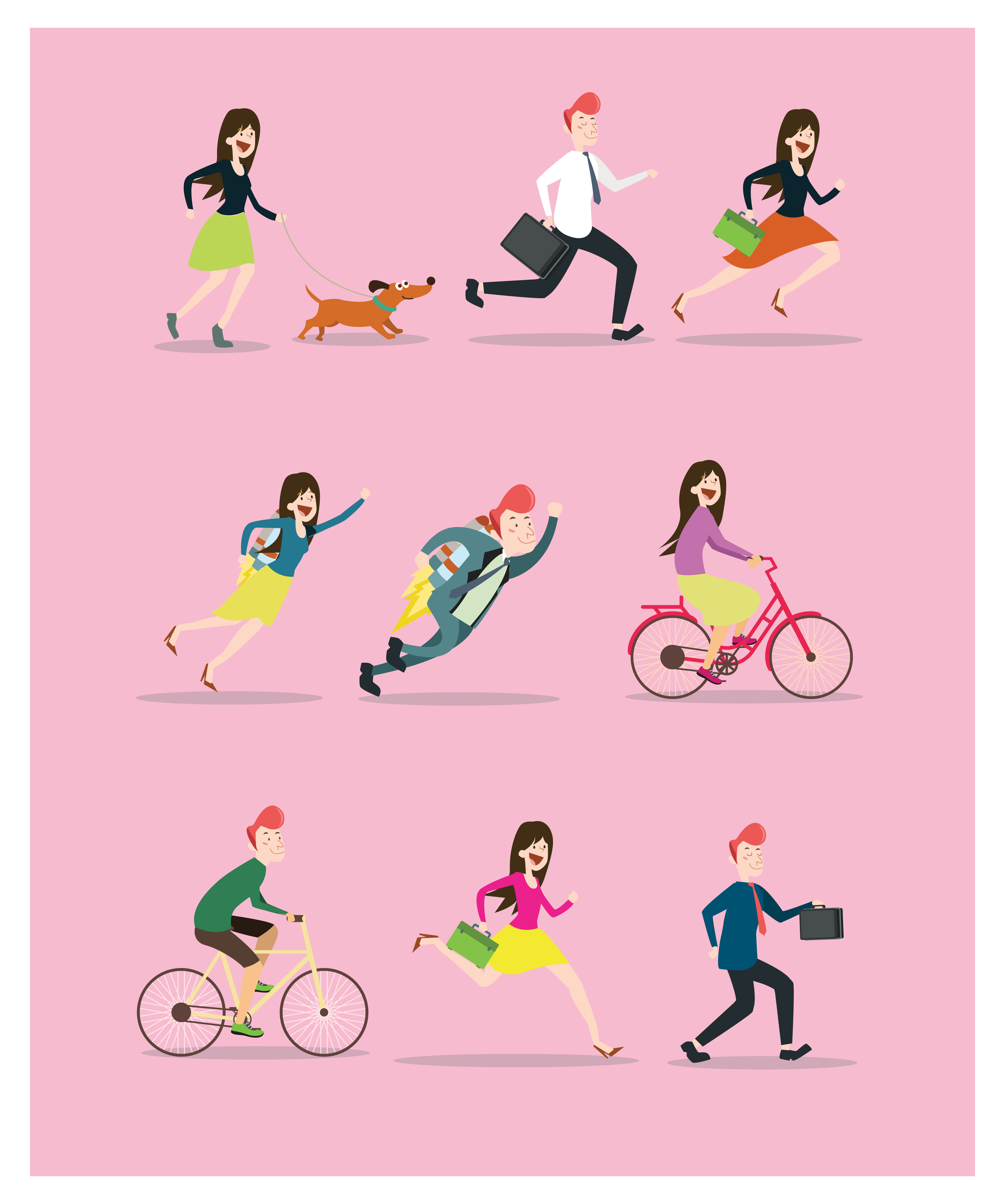 life activities icons illustration in flat colored style