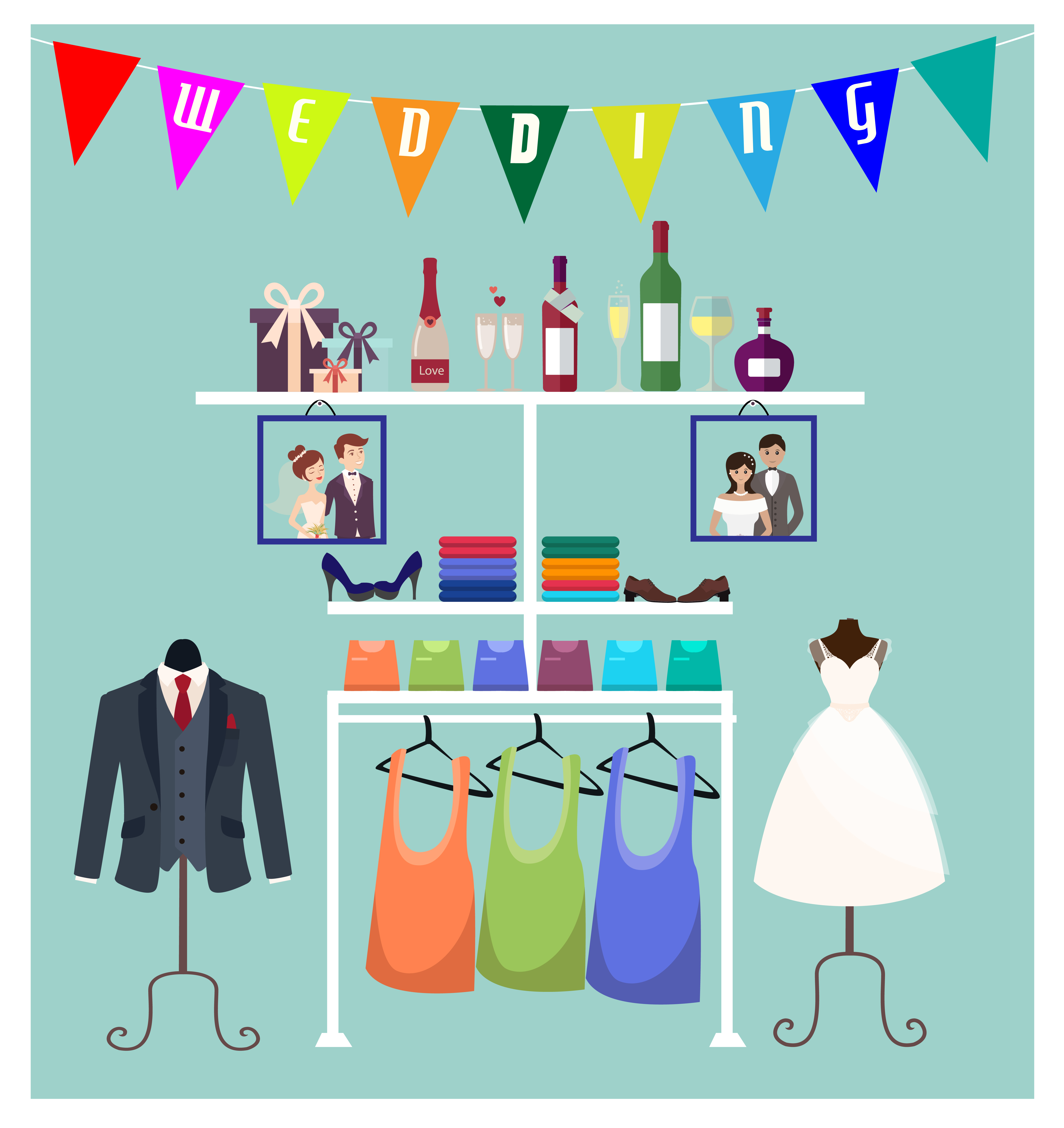 wedding clothing boutique vector illustration in flat style