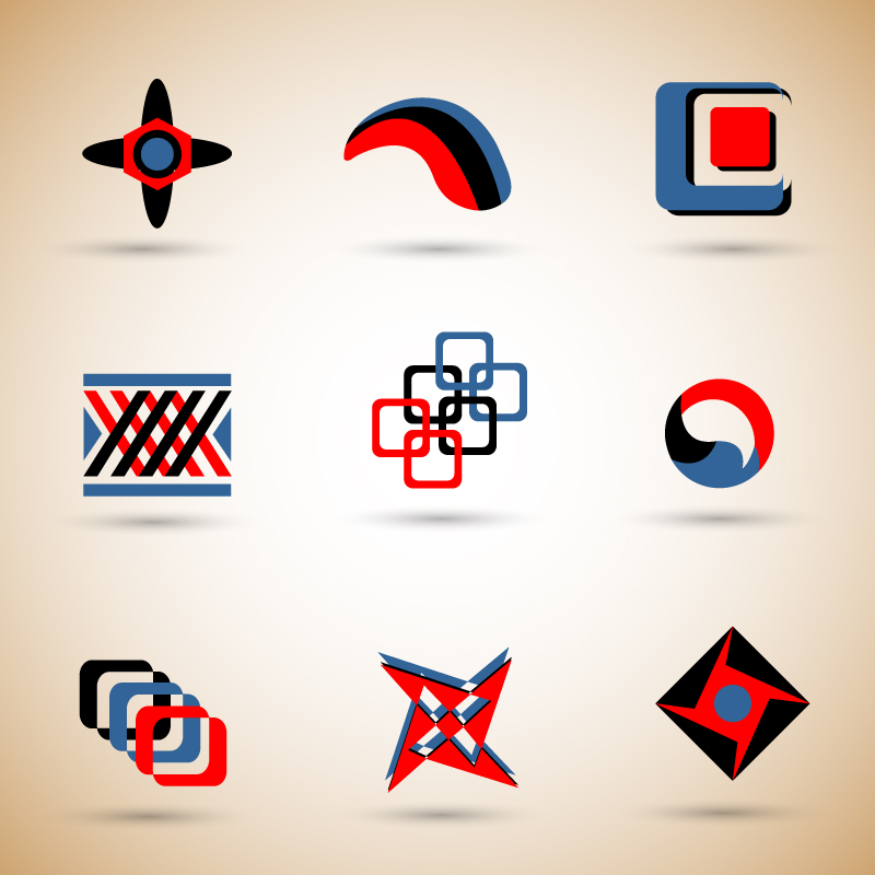 logo sets design with symmetric illustration