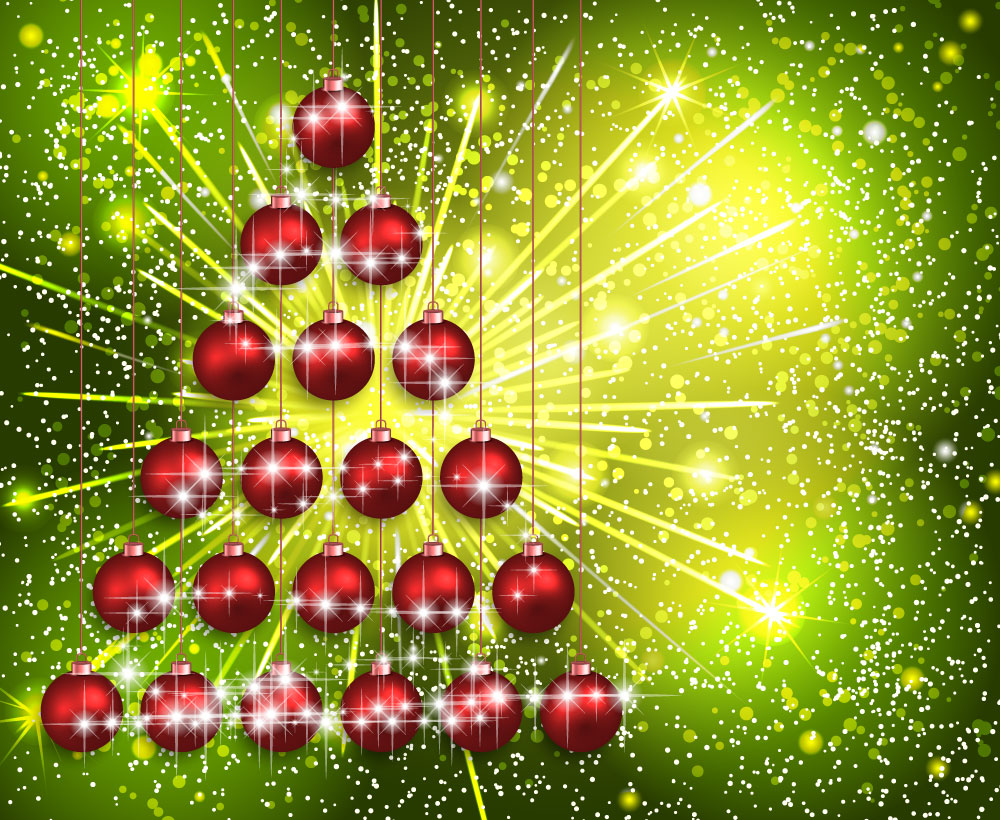 sparkling christmas baubles on firewalls background