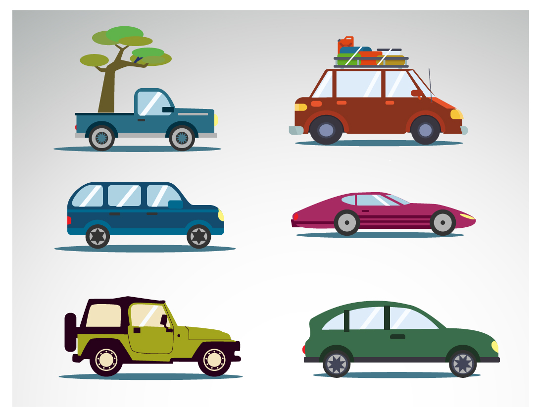 various car icons collection in flat design