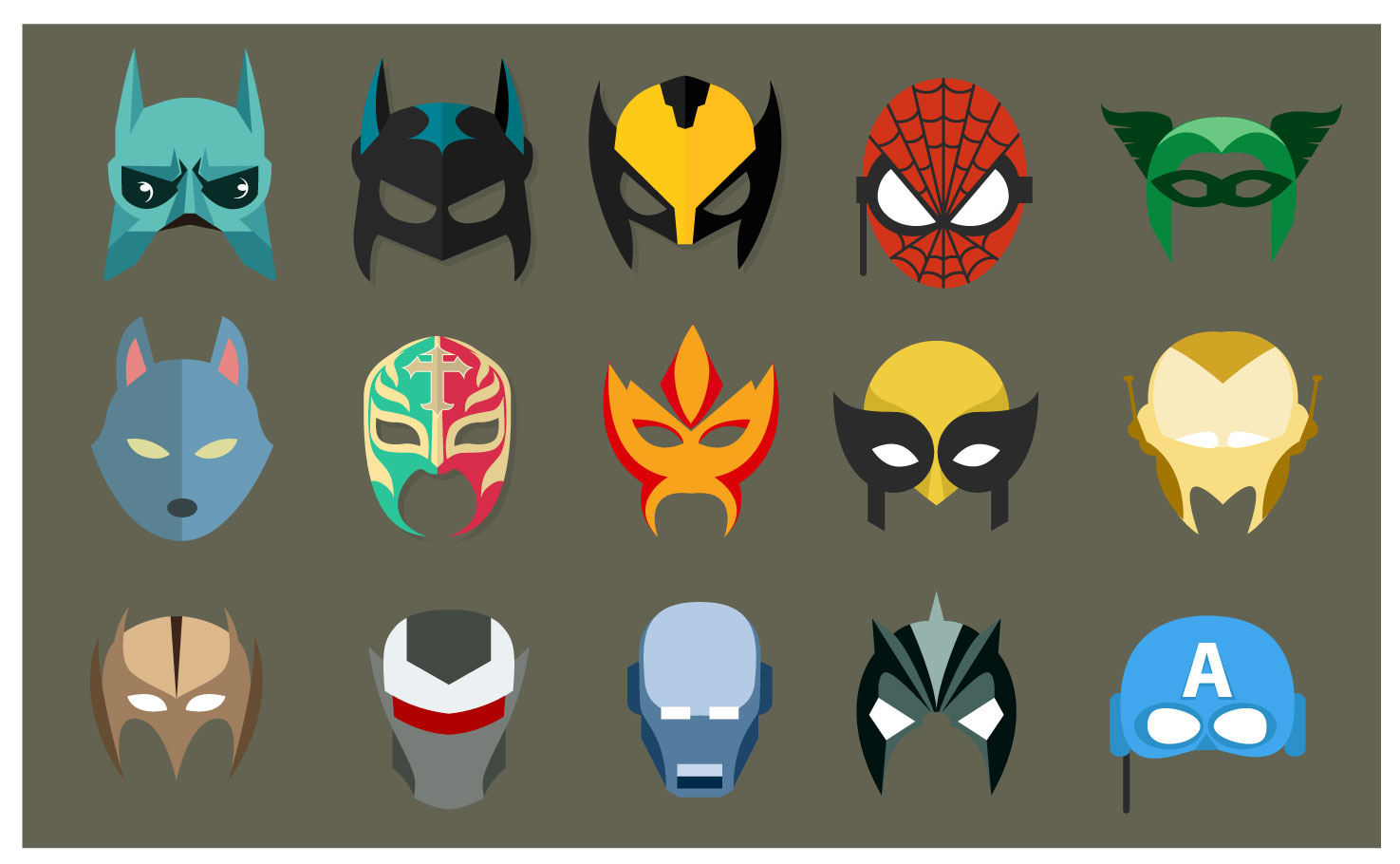 super hero masks vector illustration in flat style