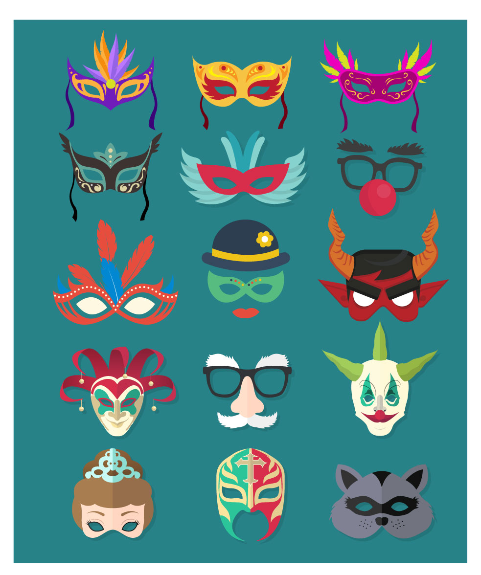 masquerade masks collection in various colors styles