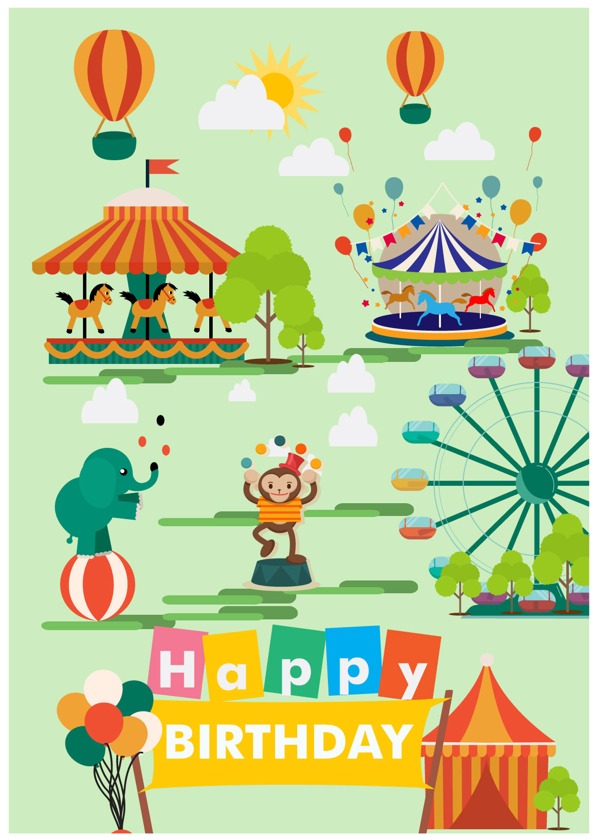 recreation park vector illustration with circus elements