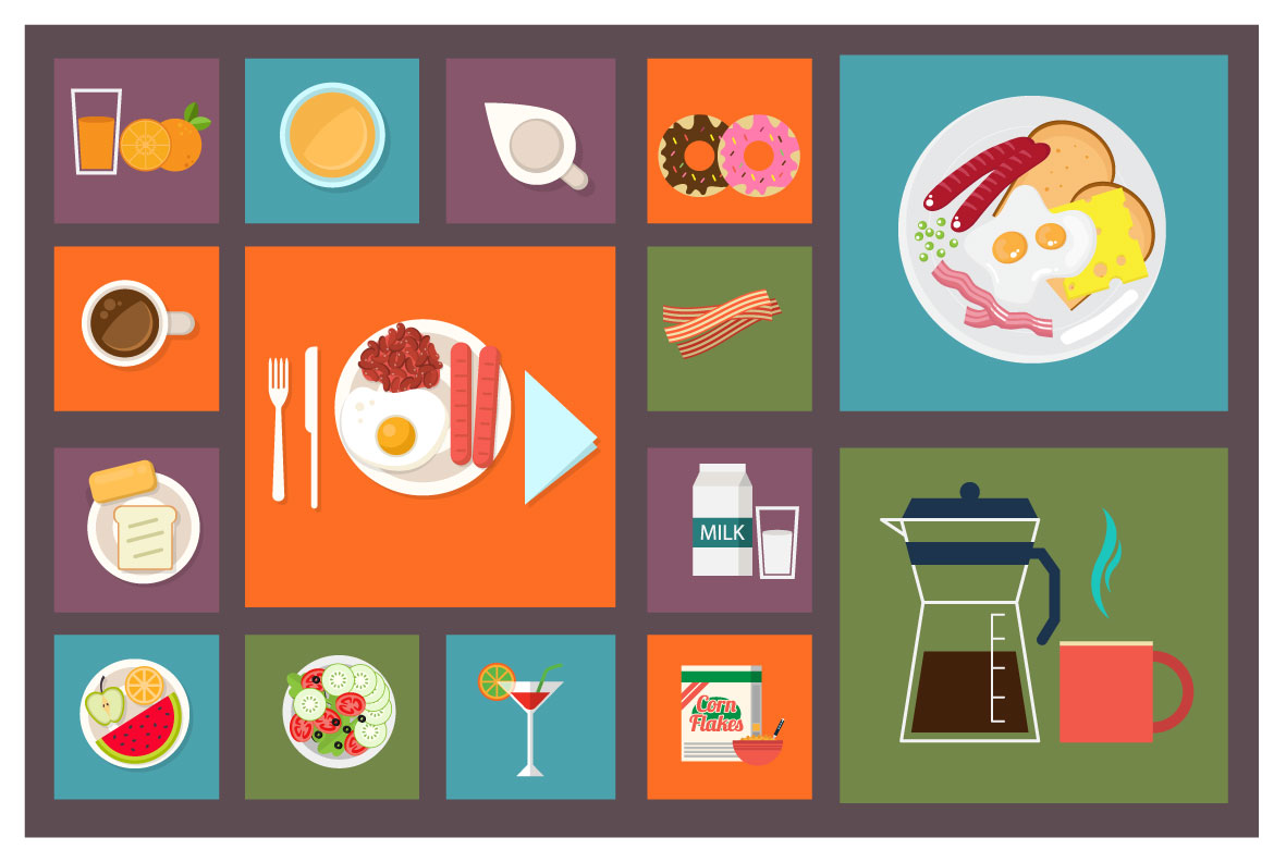 food and beverage icons collection vector illustration