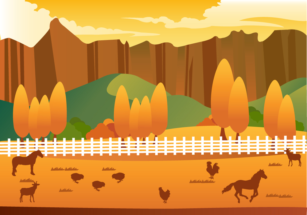 farming life vector illustration with cartoon style