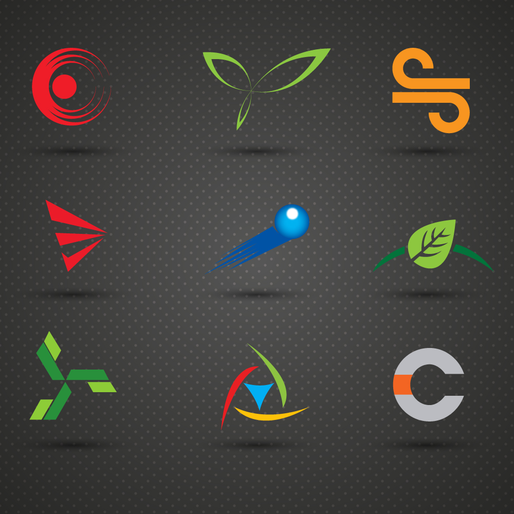 logo sets with various shapes on dark background