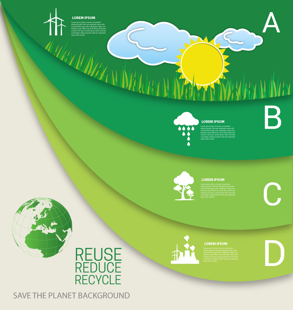 planet saving banner design with infographic style