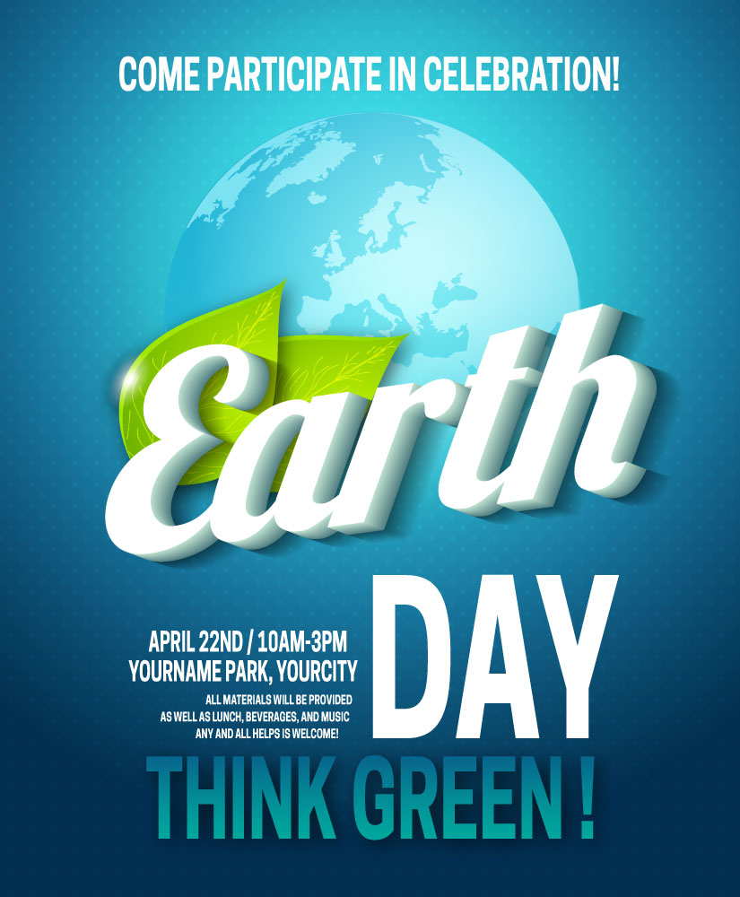 earth day banner design with vignette earth