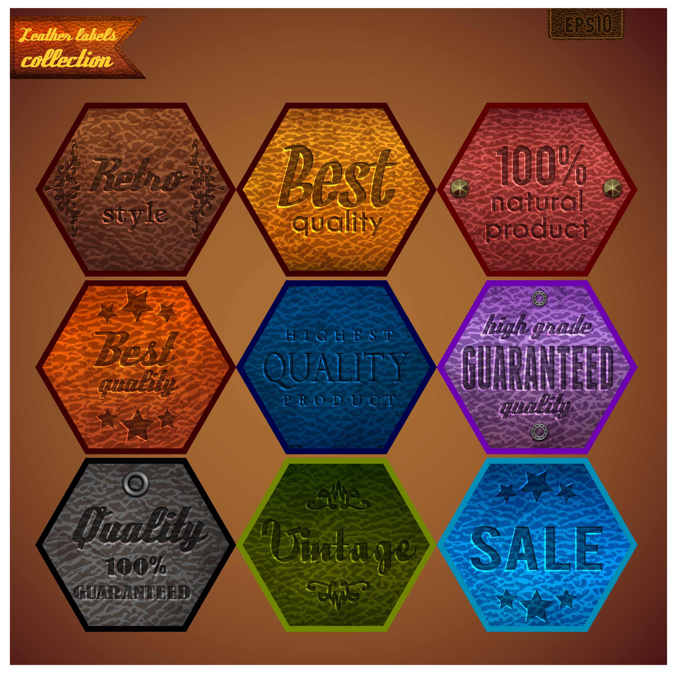 quality guarantee lable sets illustration in polygon shape