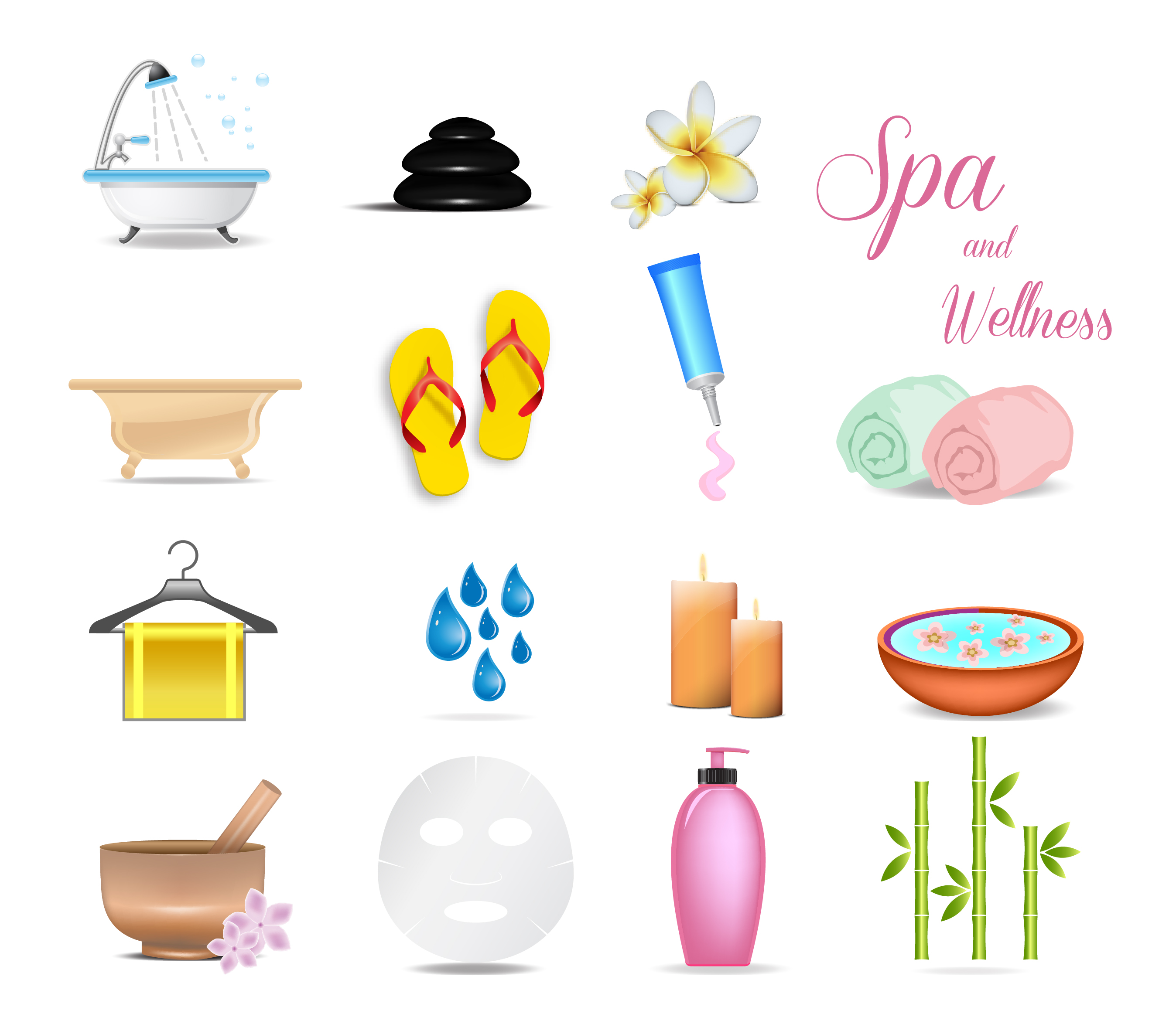 vector illustration of colored icons of spa appliances