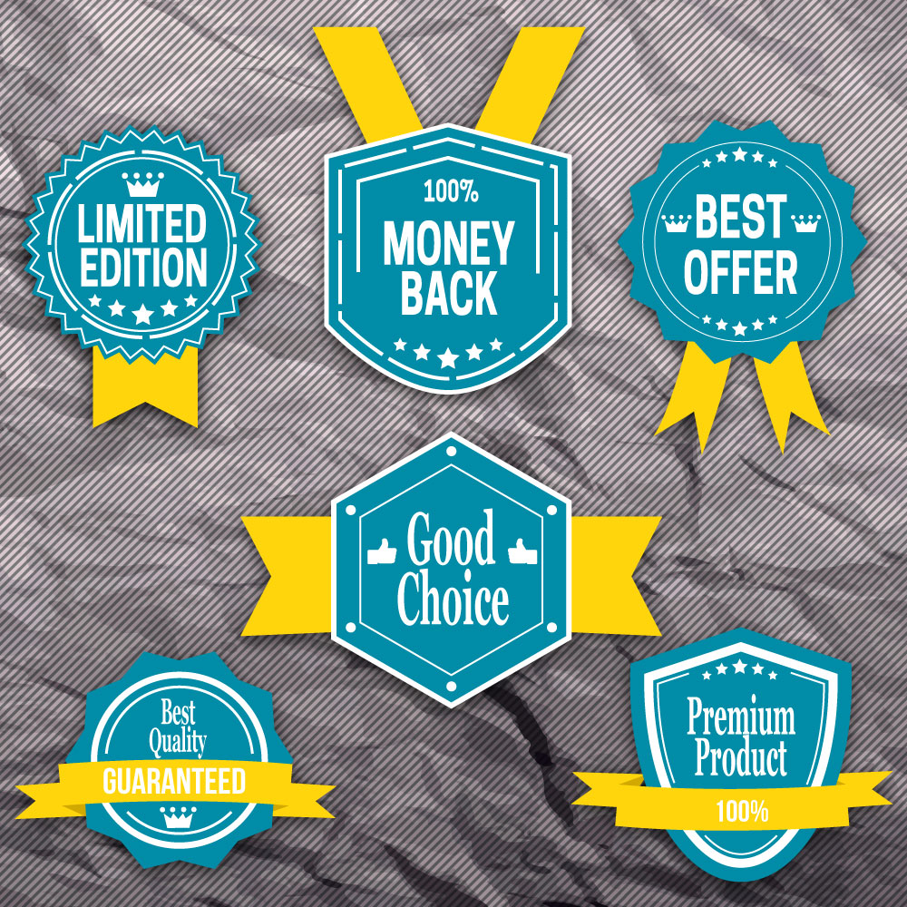 shaped sale promotion labels sets on wrinkle background