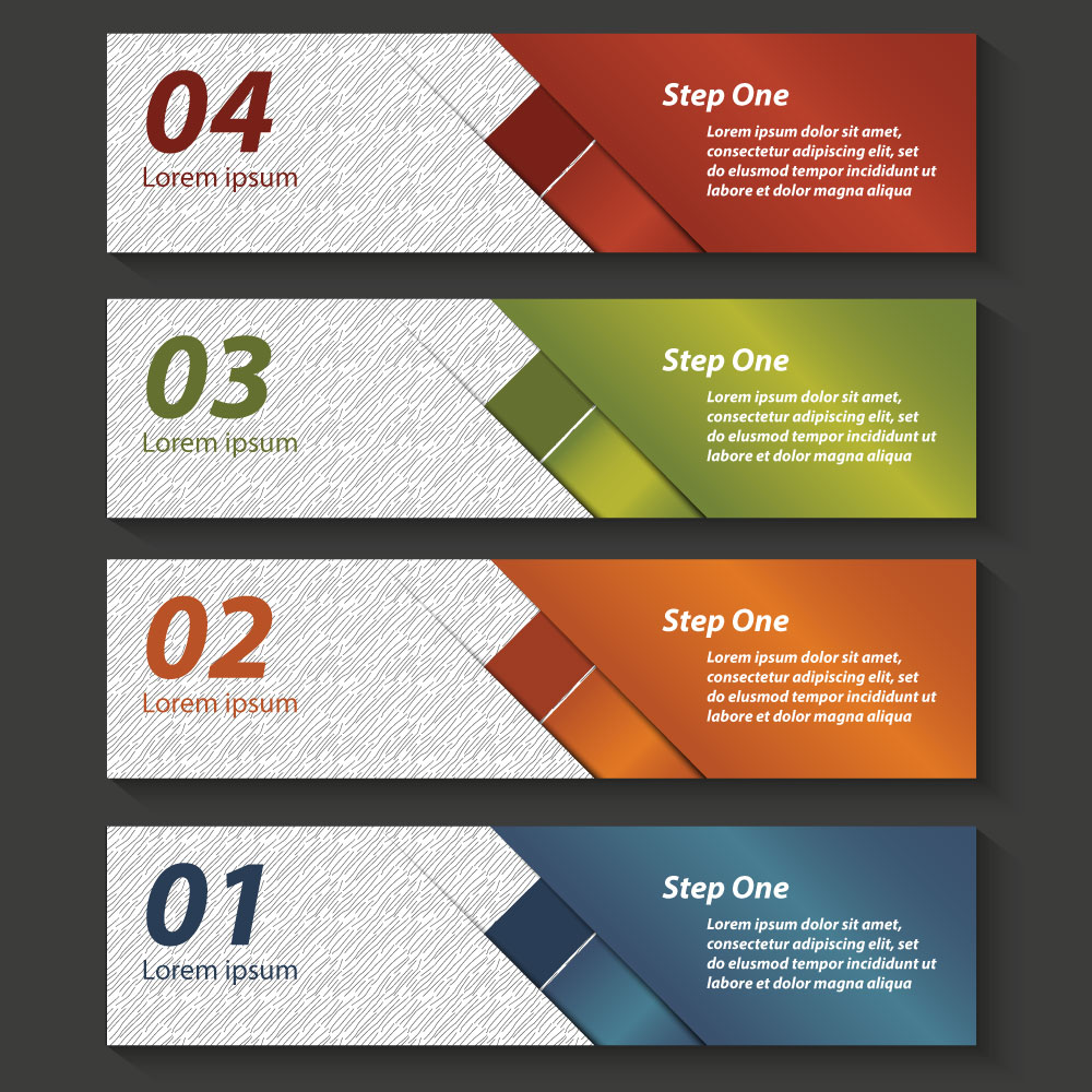 colored horizontal banners template inforgraphic diagram