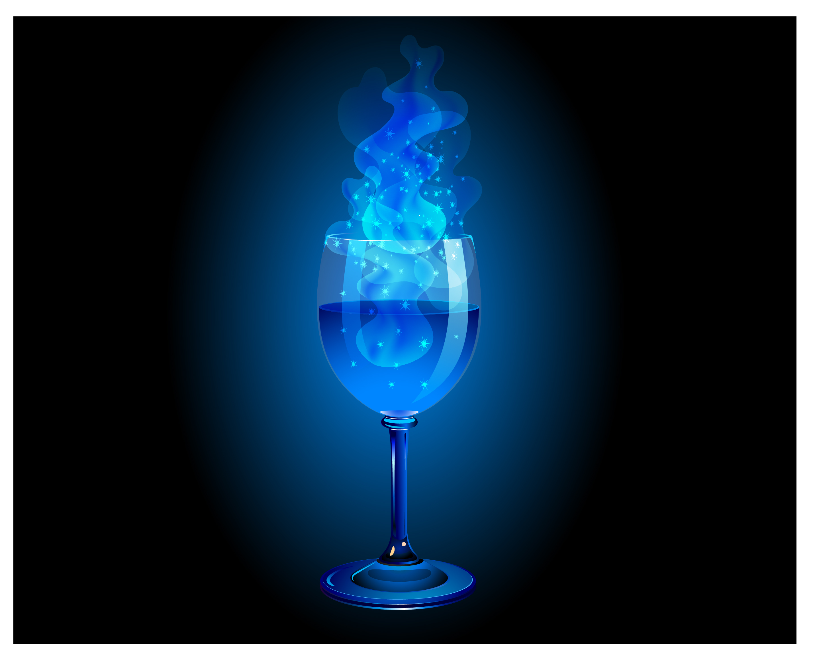 blue magic wine glass