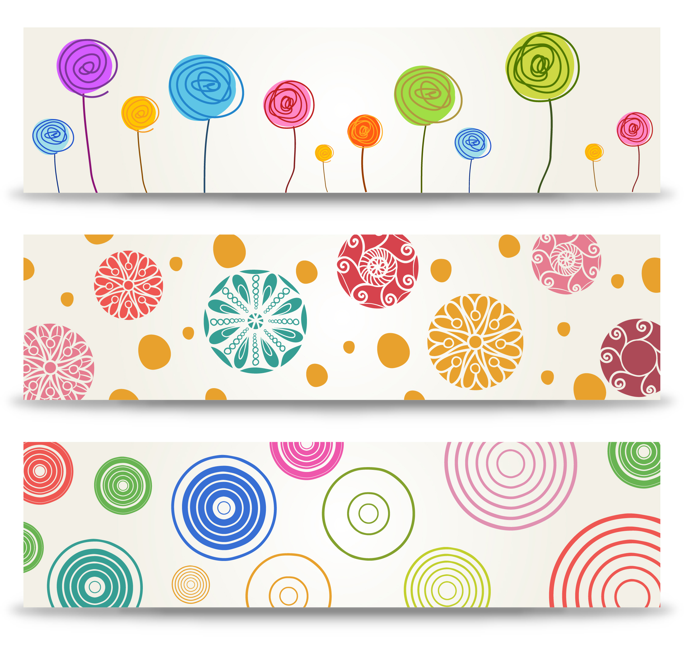 cartoon flower banner set