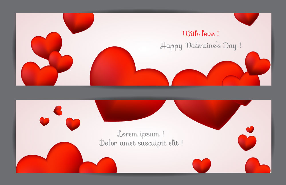 with love happy valentine day banner