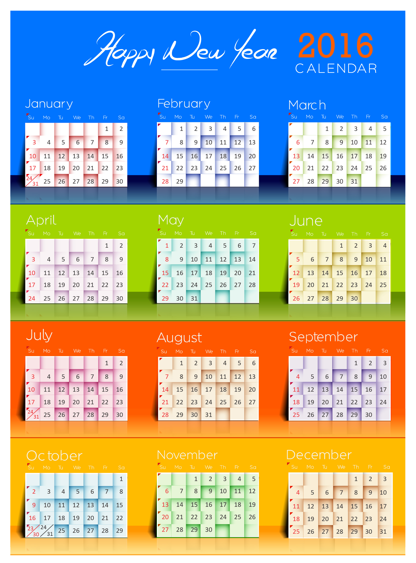 2016 calendar template