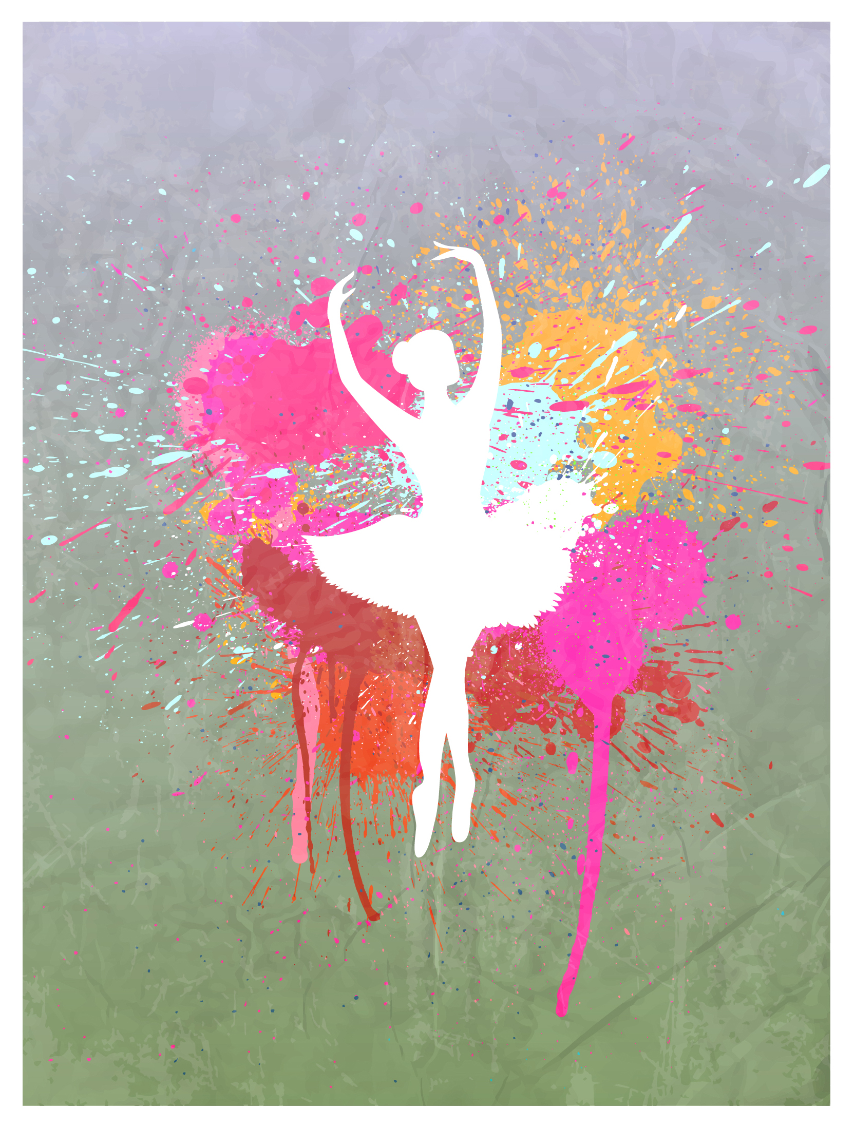 ballet girl silhouette in grunge background