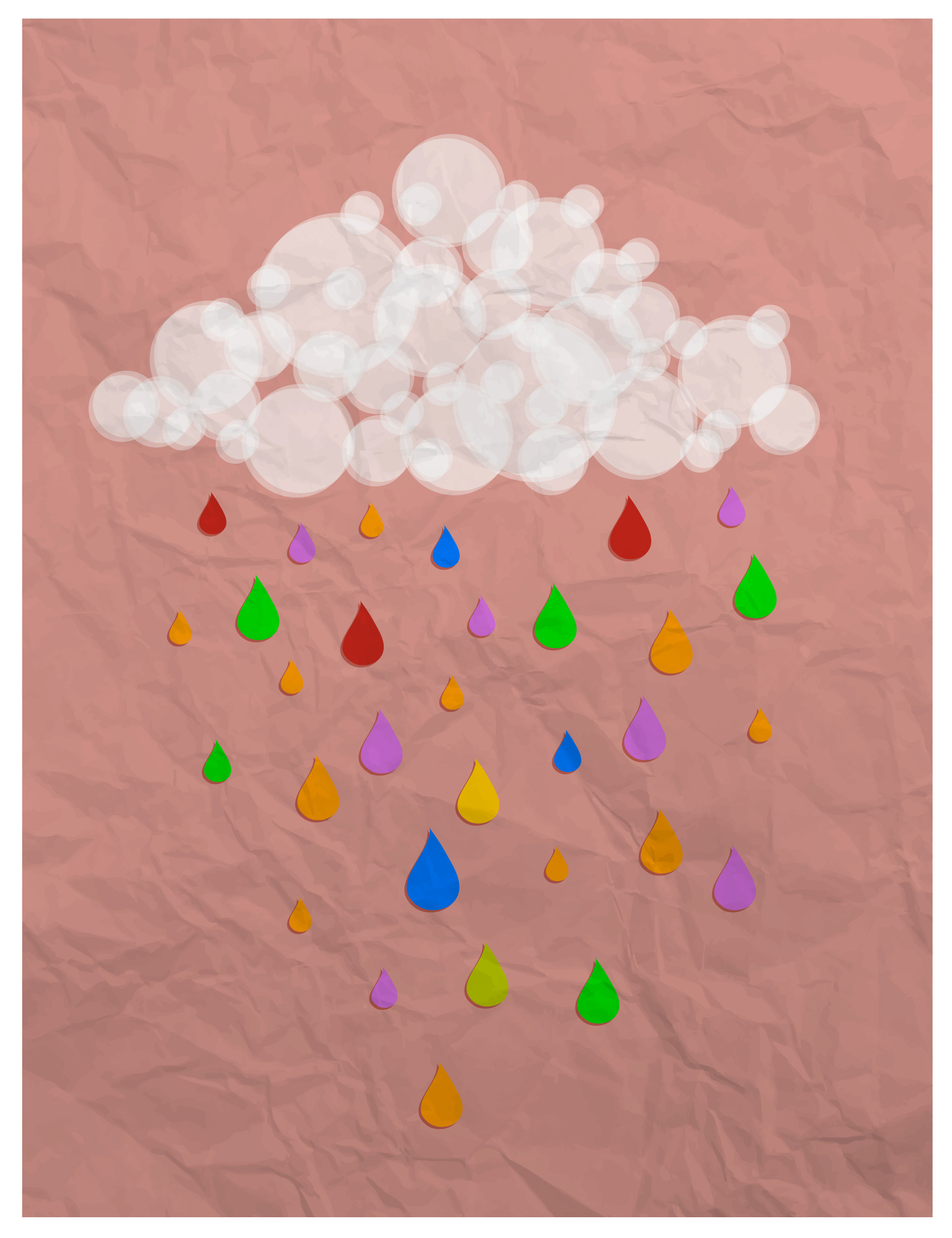 cloud and rain in paper art