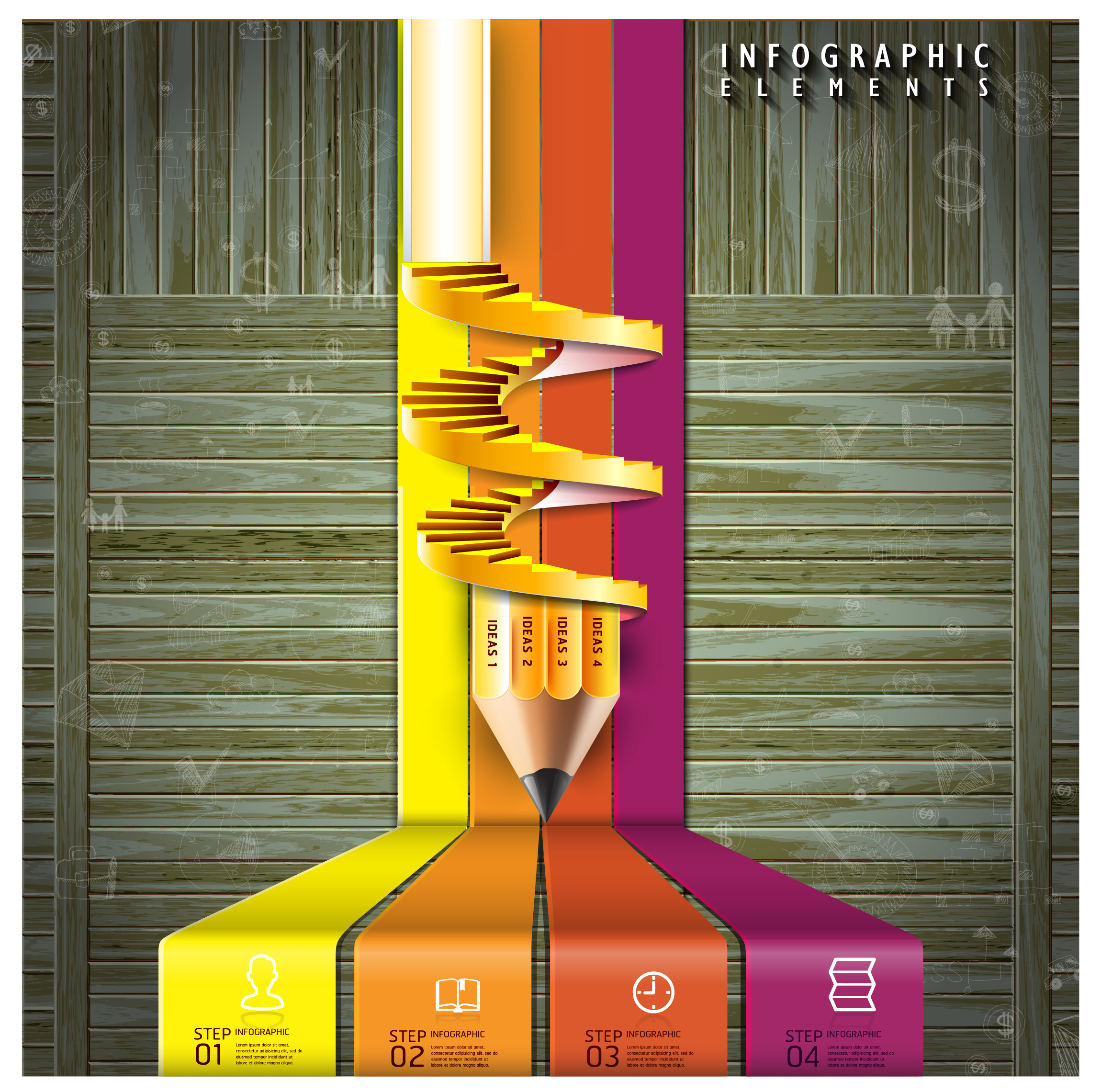 pencil stair infographic template