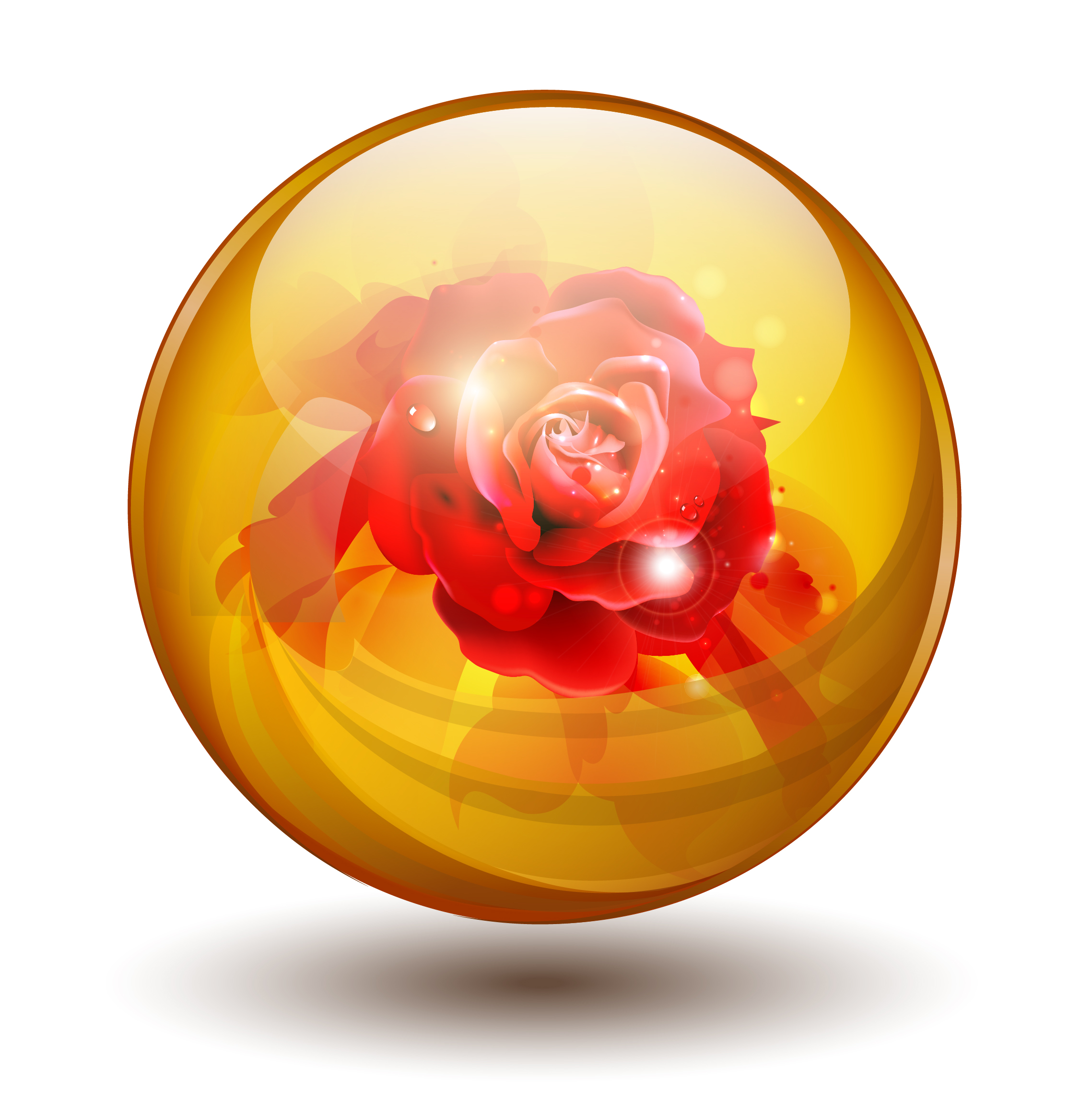 red rose flower inside orb sphere ball