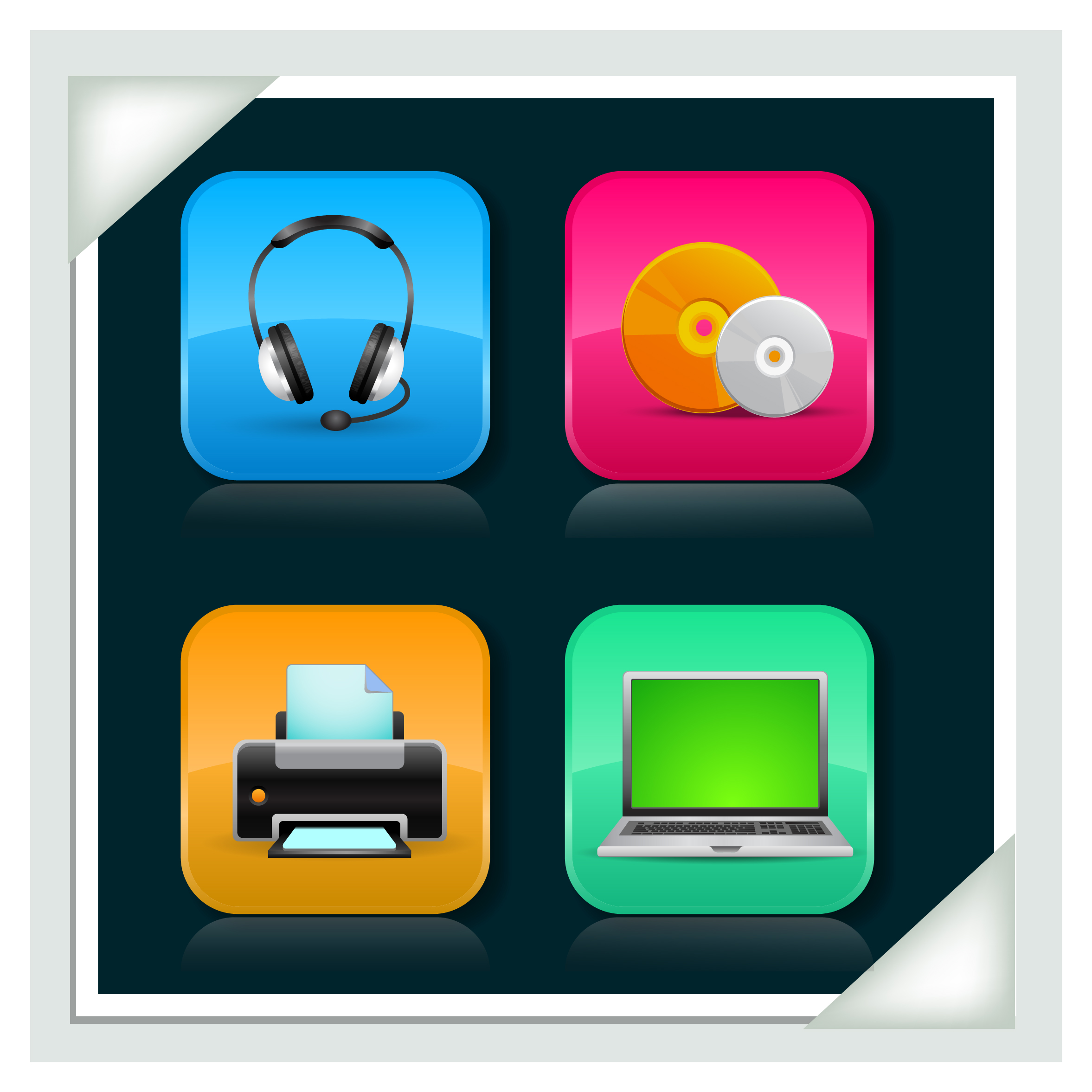 glossy media icons set