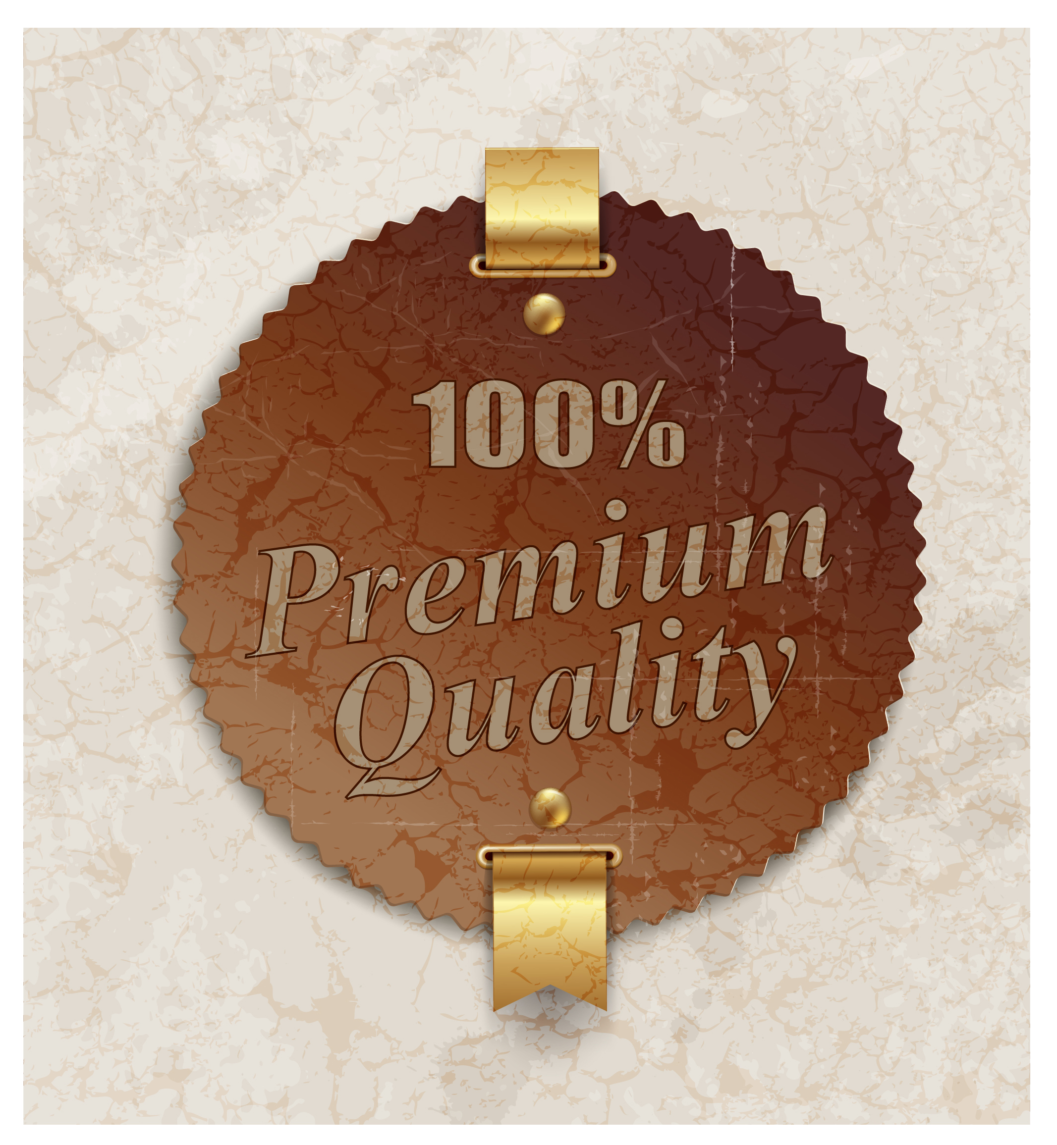 vintage gold premium quality badge granite background