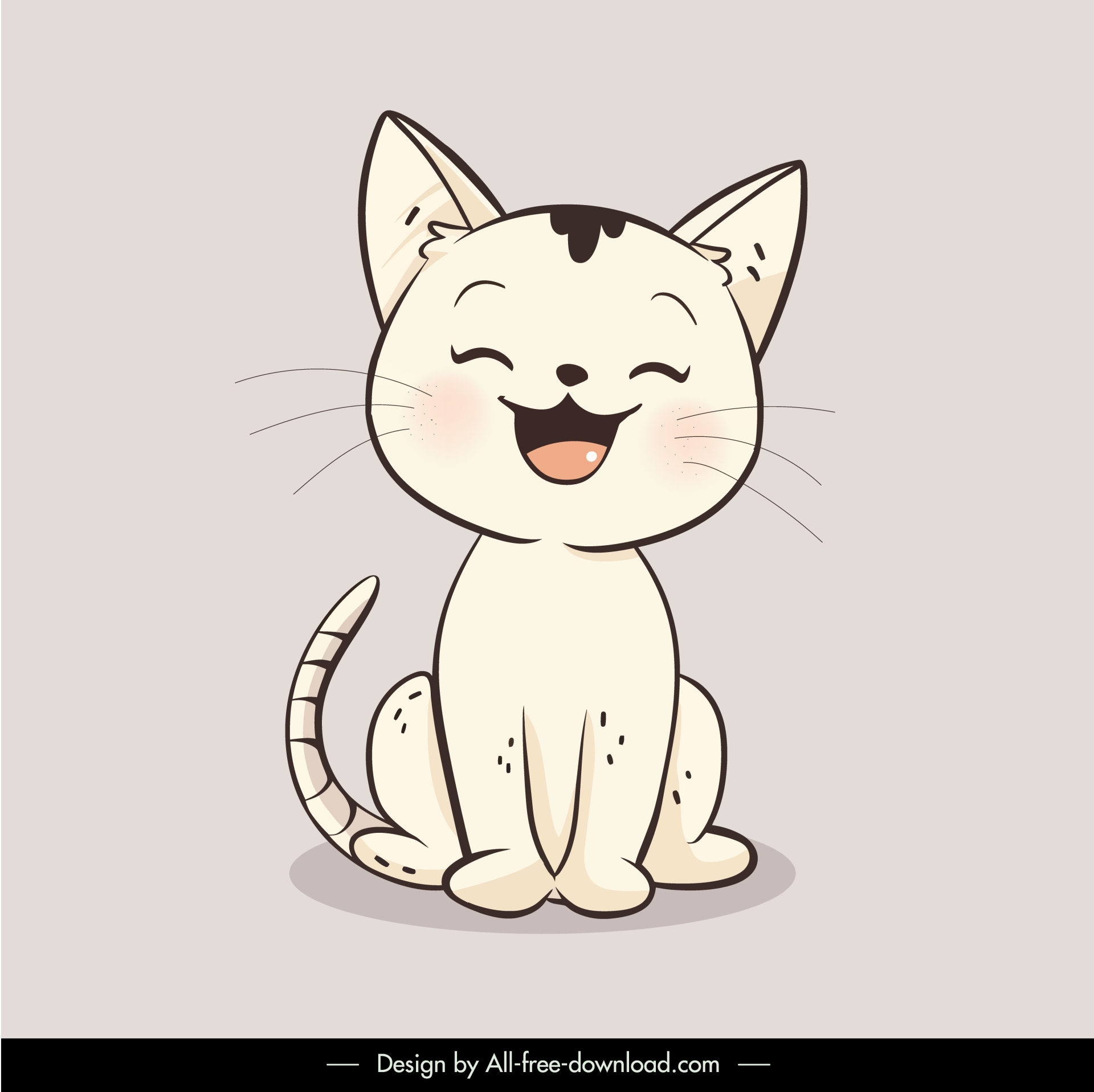 cute kitten design element funny cartoon sketch