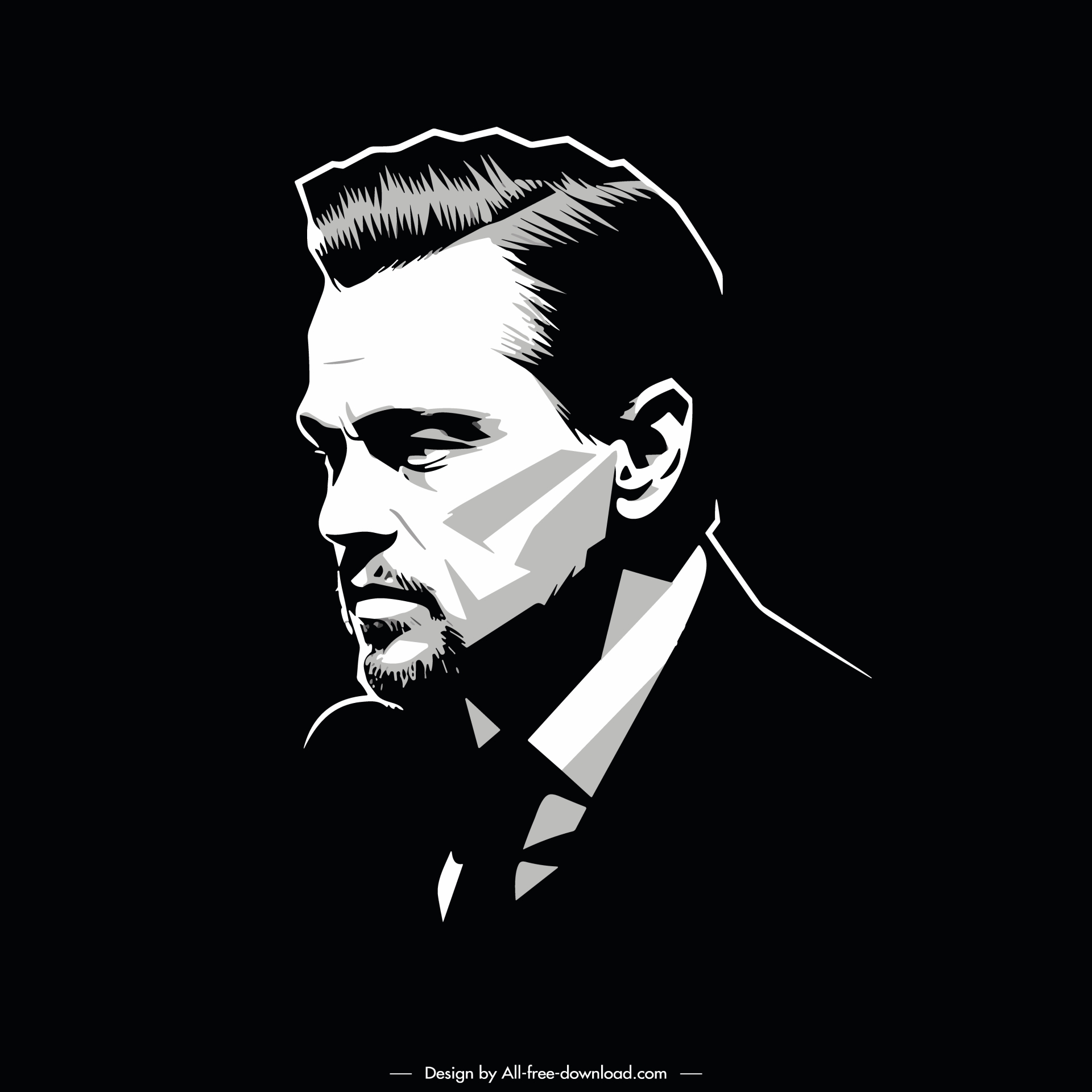 leonardo dicaprio portrait design element black white contrast handdrawn