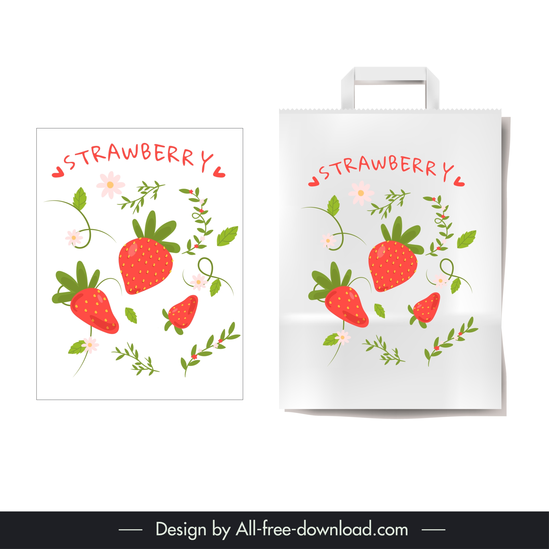 fruit bag templates elegant flat strawberry elements