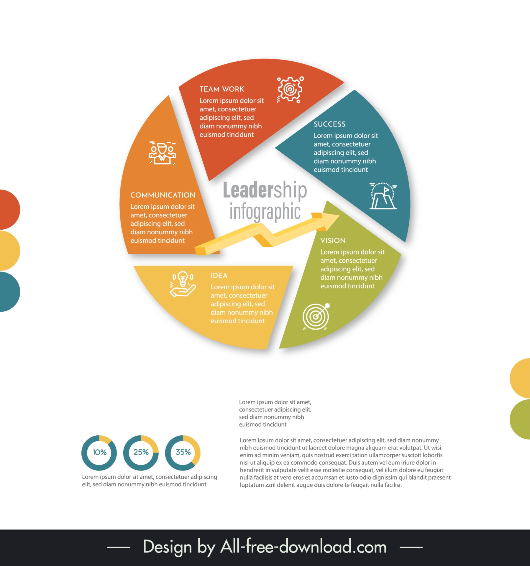 leadership infographic template 3d arrow pipe chart