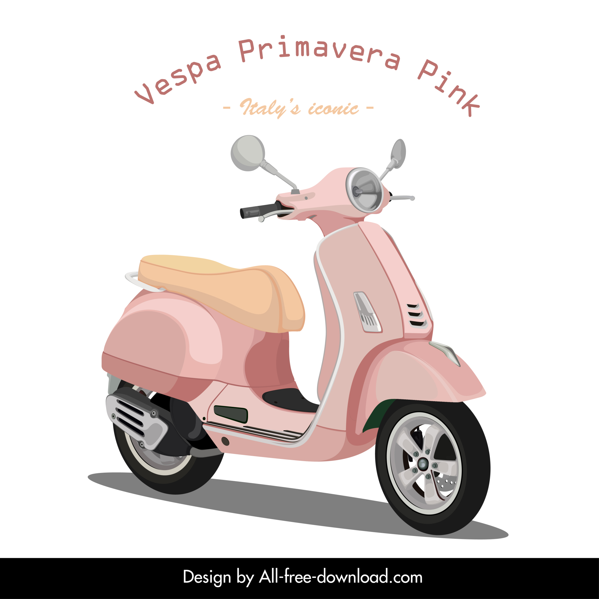 vespa primavera pink advertising banner elegant classic design