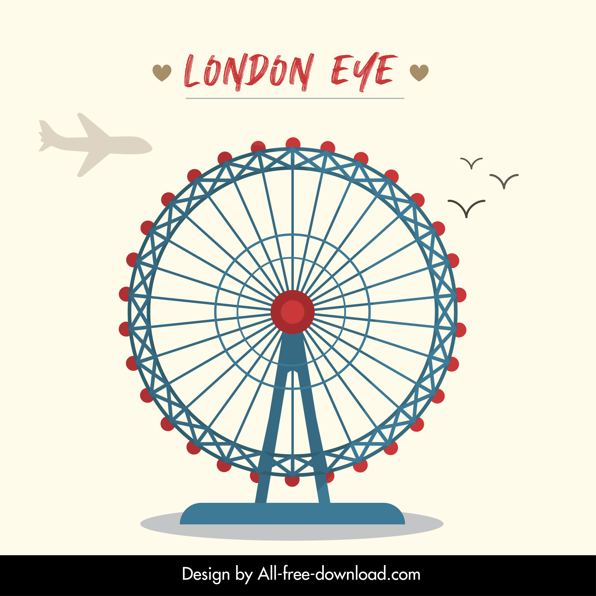 the london eye advertising banner flat classical sketch